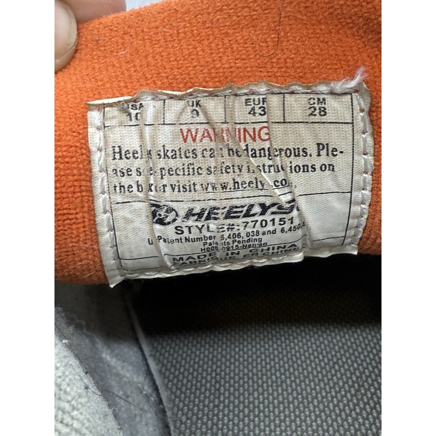 Heelys 770151 Gray Orange Shoes Men’s 10 Roller Skate Sneakers Rare Wheel Adult - thriftgoblin