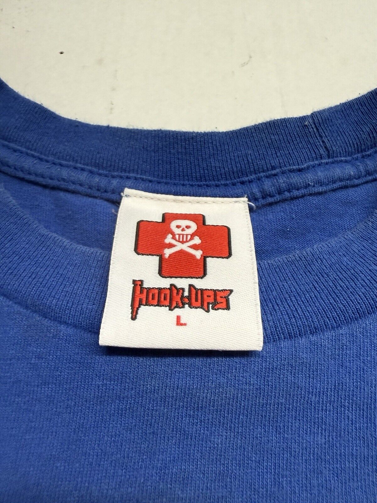 Hook - Ups Skateboard “Nurse Trixie” Blue Vintage TShirt Men's Large JK Industries - thriftgoblin