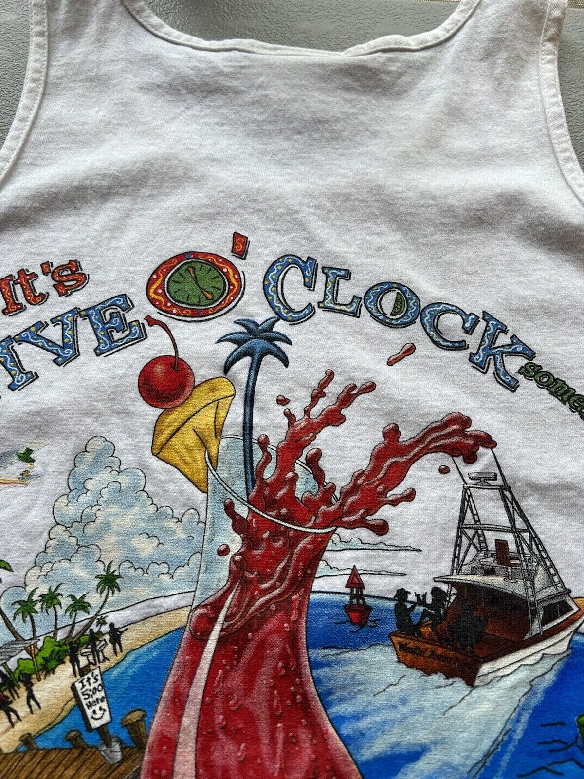 “It’s 5 O’ Clock Somewhere” Margaritaville Mens Orlando Large Tank Top Buffet FL - thriftgoblin