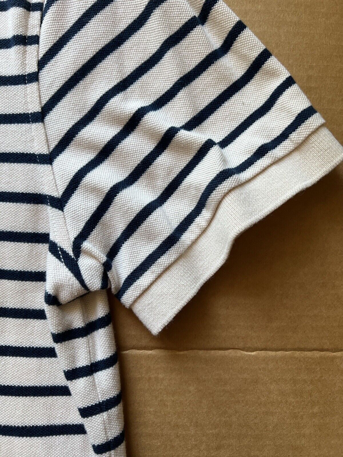 J. Crew Stripe Pique Polo, Mens size Large White And Blue. Clean. Summer Shirt - thriftgoblin