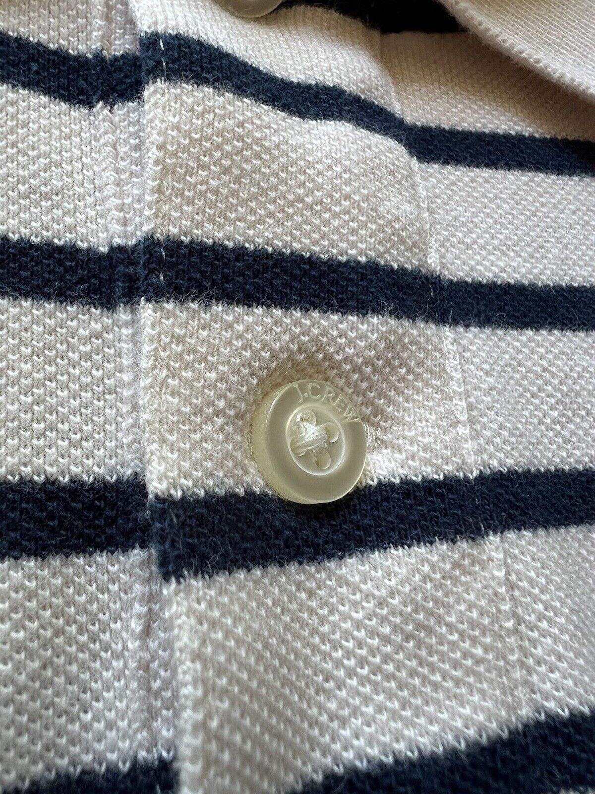 J. Crew Stripe Pique Polo, Mens size Large White And Blue. Clean. Summer Shirt - thriftgoblin