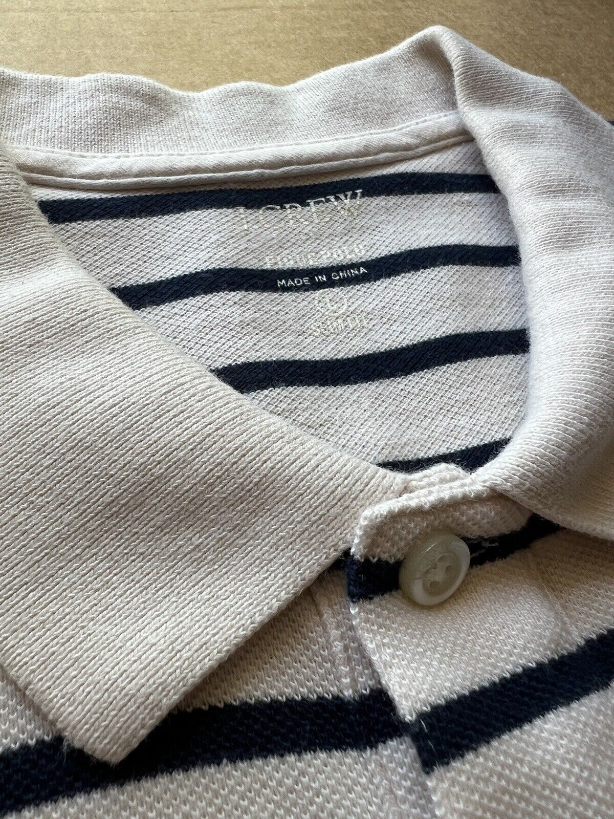 J. Crew Stripe Pique Polo, Mens size Large White And Blue. Clean. Summer Shirt - thriftgoblin