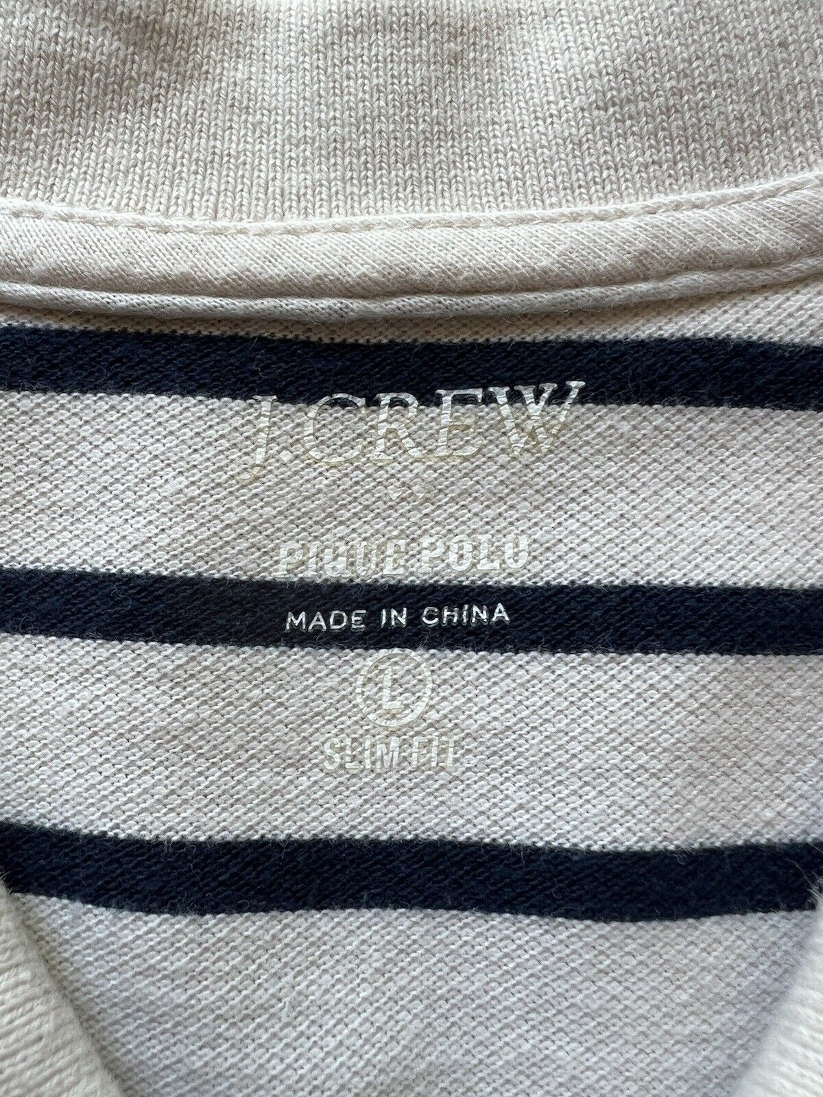 J. Crew Stripe Pique Polo, Mens size Large White And Blue. Clean. Summer Shirt - thriftgoblin