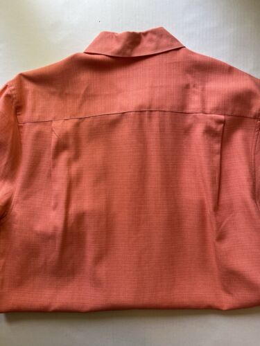 Jamaica Jaxx 100% Silk Button Up Shirt Mens Medium Short Sleeve Orange Pocket - thriftgoblin