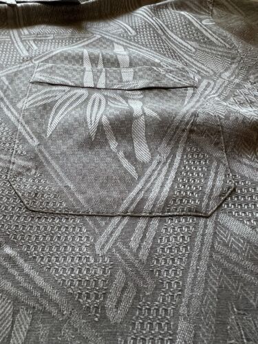 Jamaica Jaxx Shirt Mens L Silk Beige Bamboo Hawaiian Button Up Short Sleeve Mens - thriftgoblin