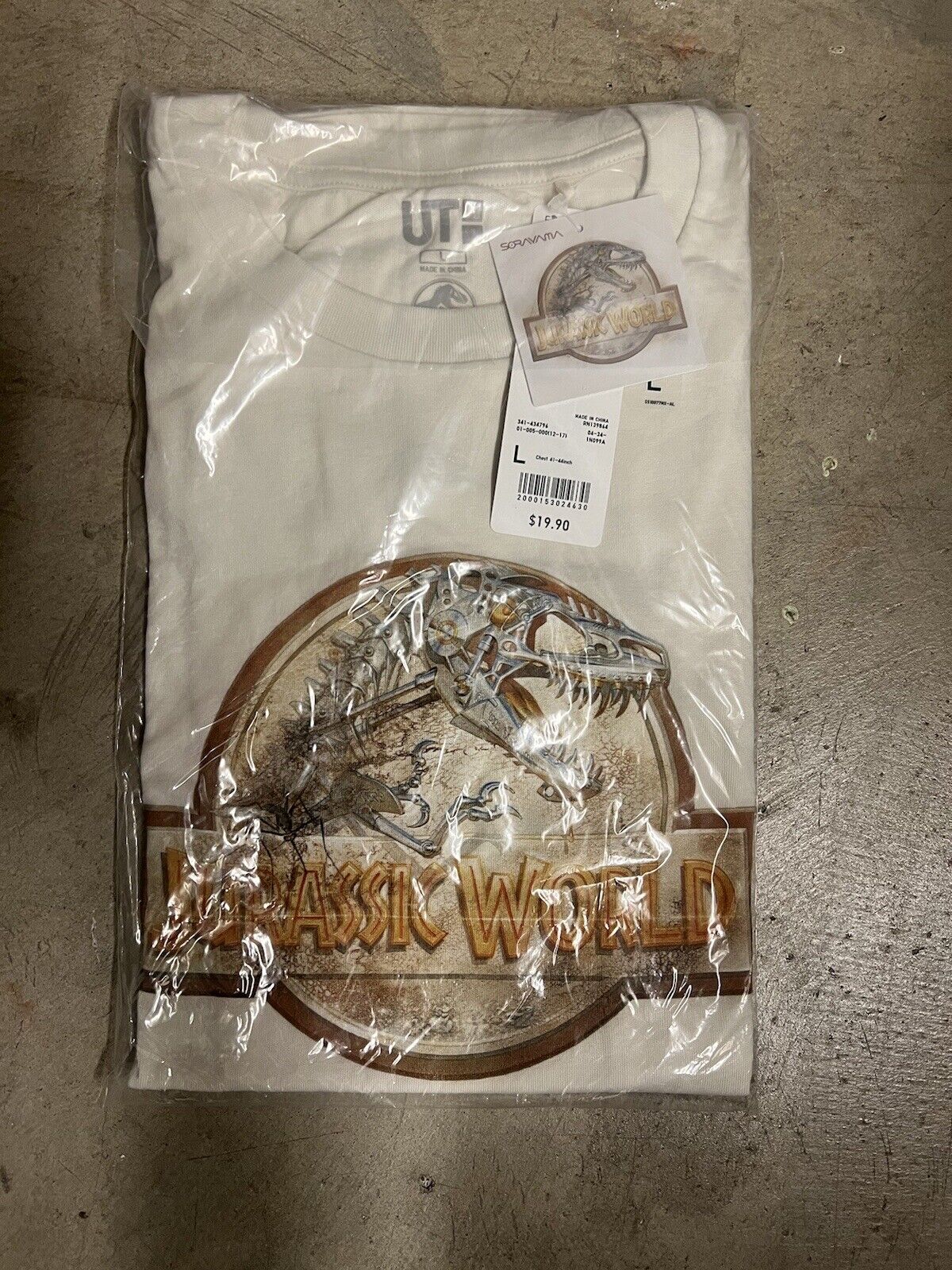 Jurassic World Collab Hajime Sorayama Uniqlo Off White Mens T-Shirt Science Park Large - thriftgoblin