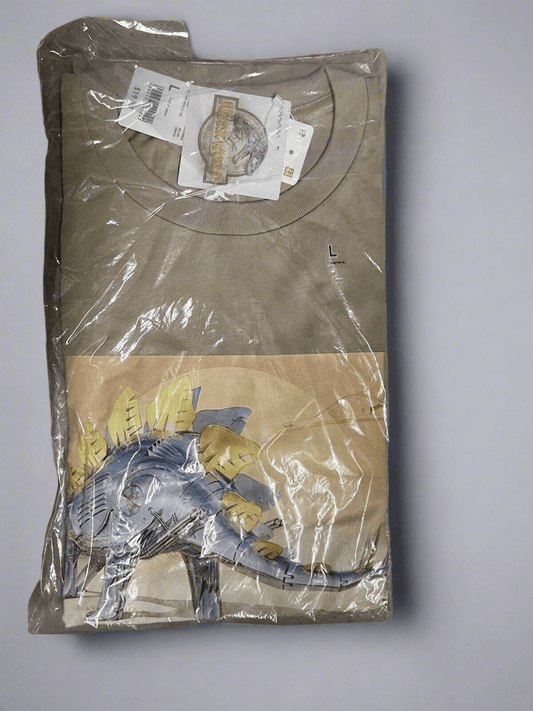 Jurassic World Collab Hajime Sorayama Uniqlo Sand Mens T-Shirt L Stegosaurus - thriftgoblin