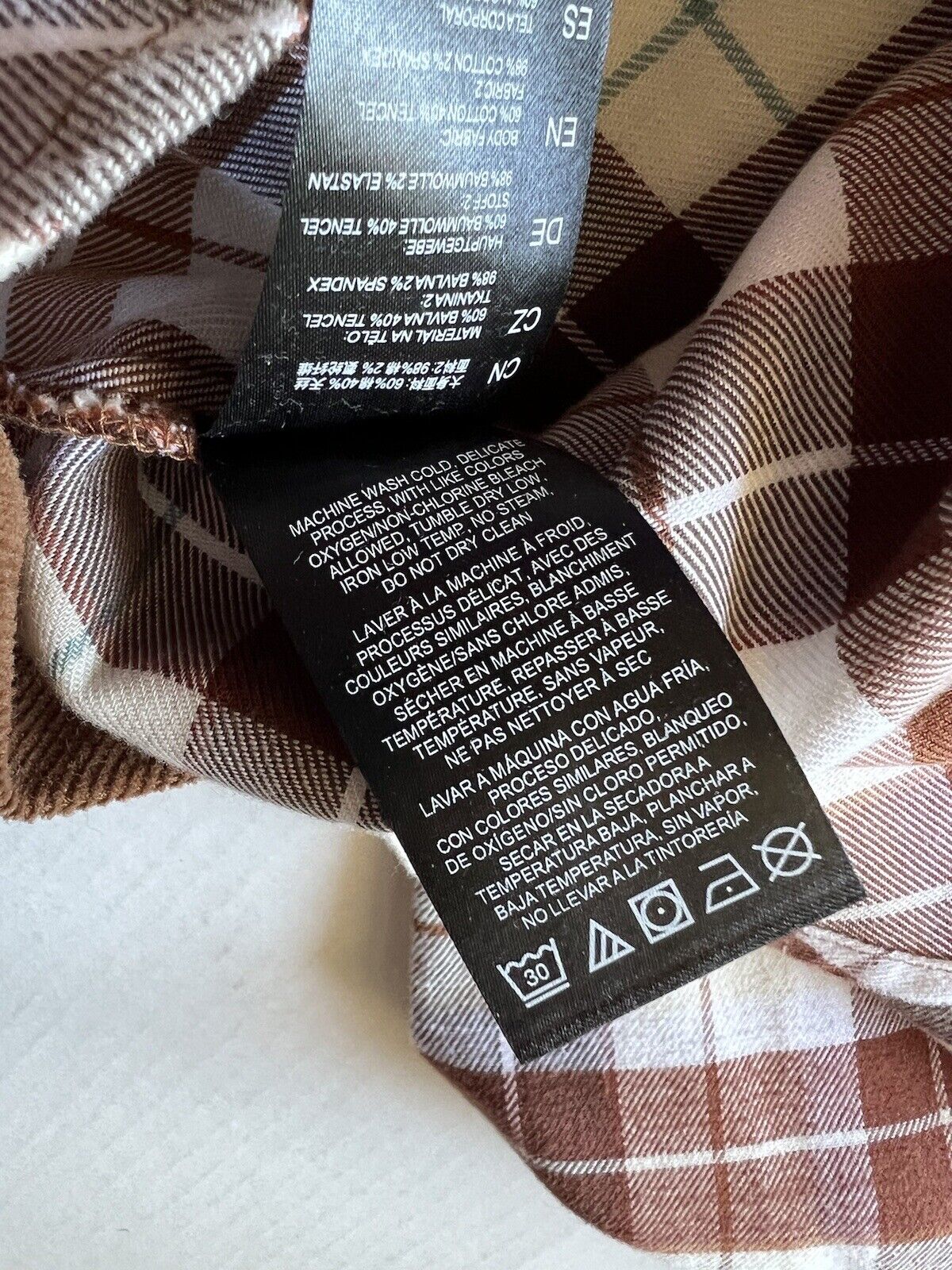 KUHL Tess Plaid Flannel Shirt Cinnamon Brown Women's Sz M Cream Corduroy Hiking - thriftgoblin