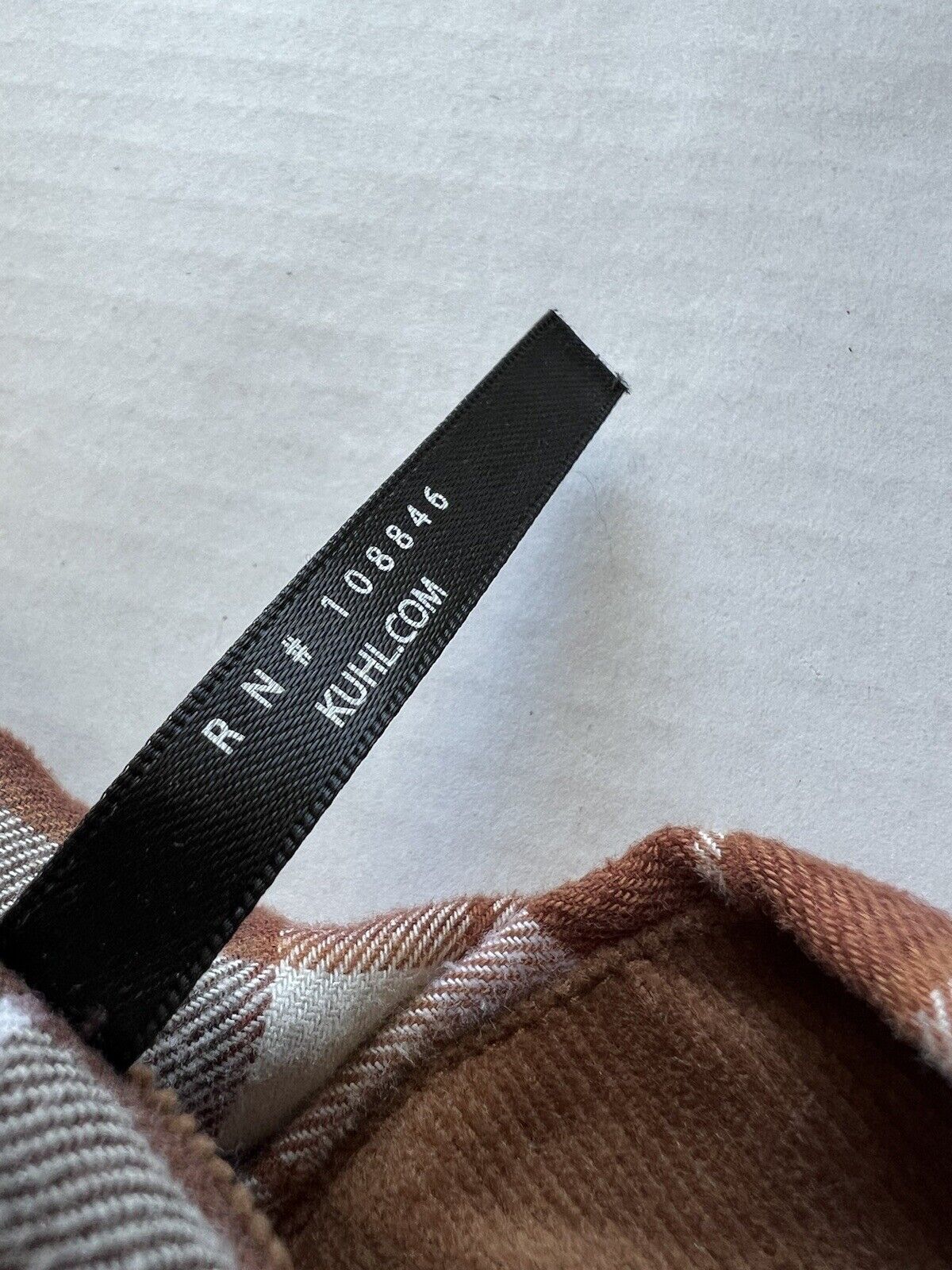 KUHL Tess Plaid Flannel Shirt Cinnamon Brown Women's Sz M Cream Corduroy Hiking - thriftgoblin