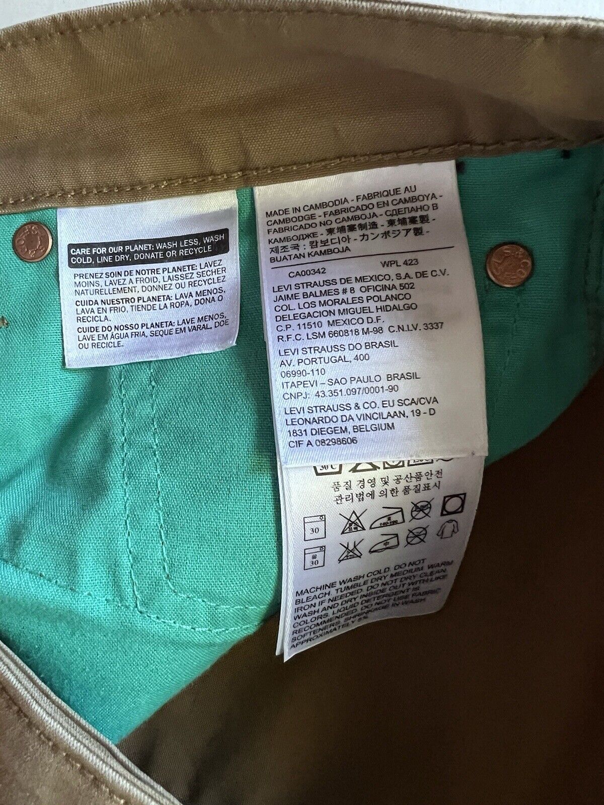 Levis 504 Commuter Mens 32x30 Khaki Road Cycling Outdoor Casual Chino Jean Mens - thriftgoblin