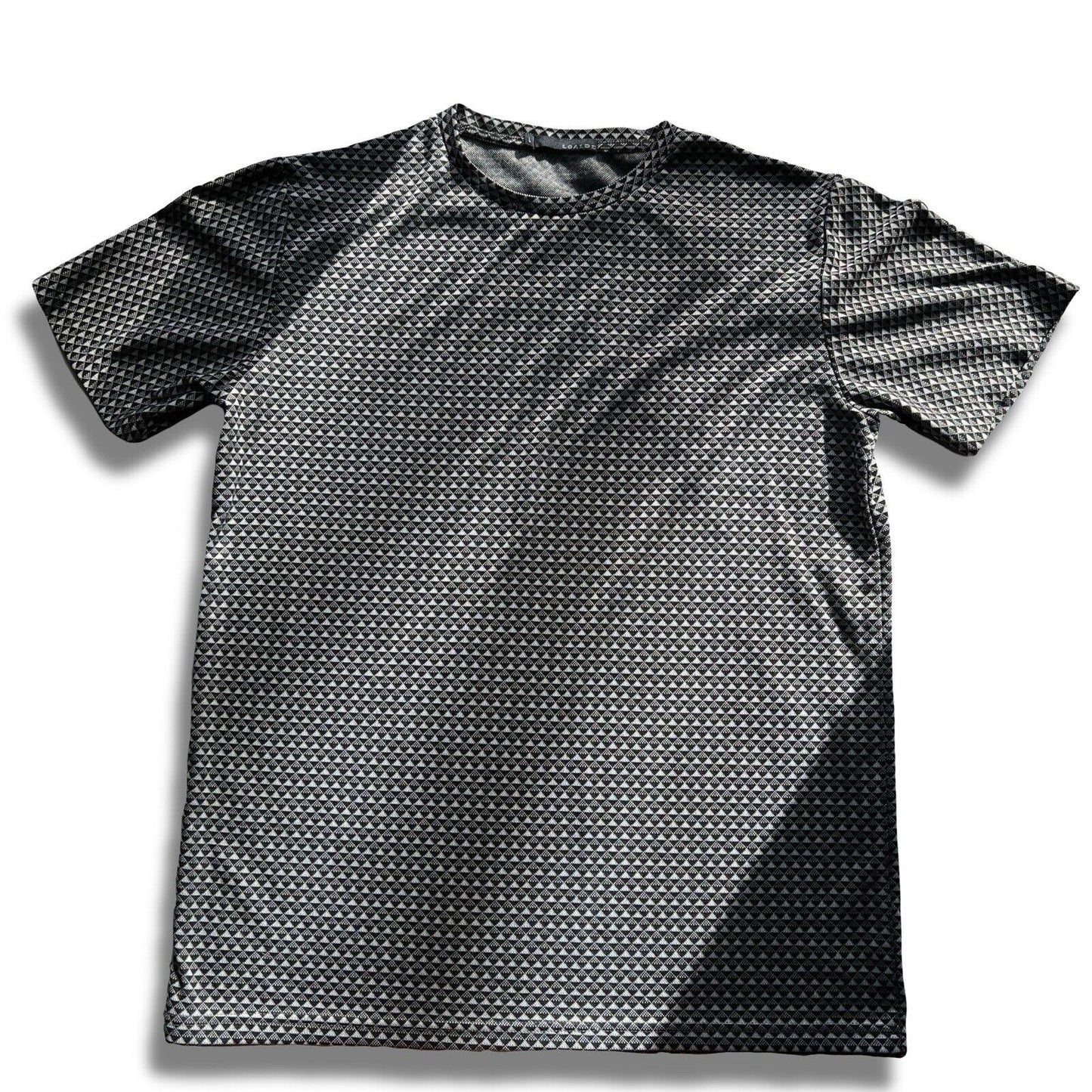 Loalde Geometric Hexagonal Crewneck Tshirt Gray Black Mens Large - thriftgoblin