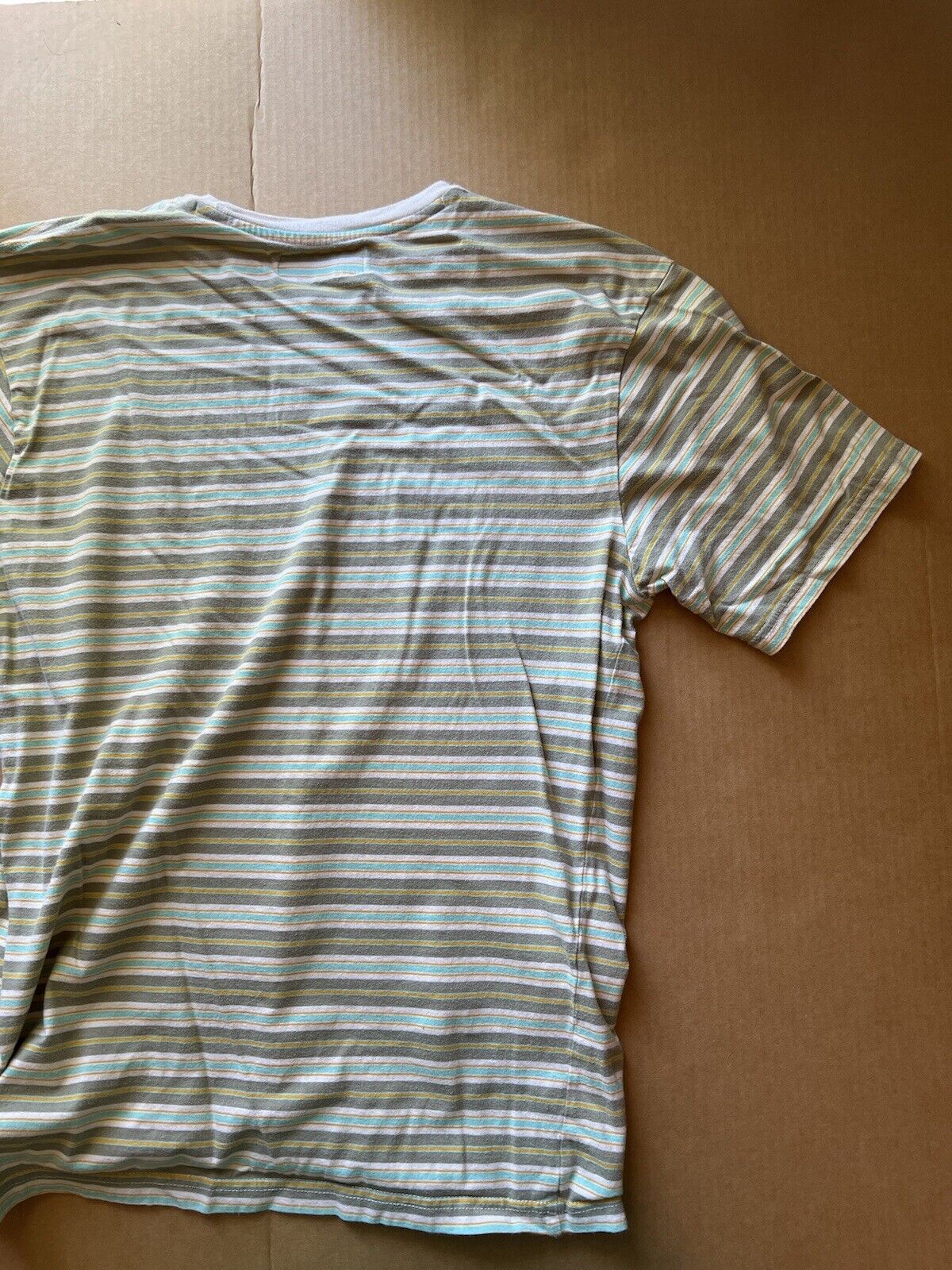 Lost Enterprises Mens T Shirt Short Sleeve Striped Surf Skate Teal Gray Sz Large - thriftgoblin