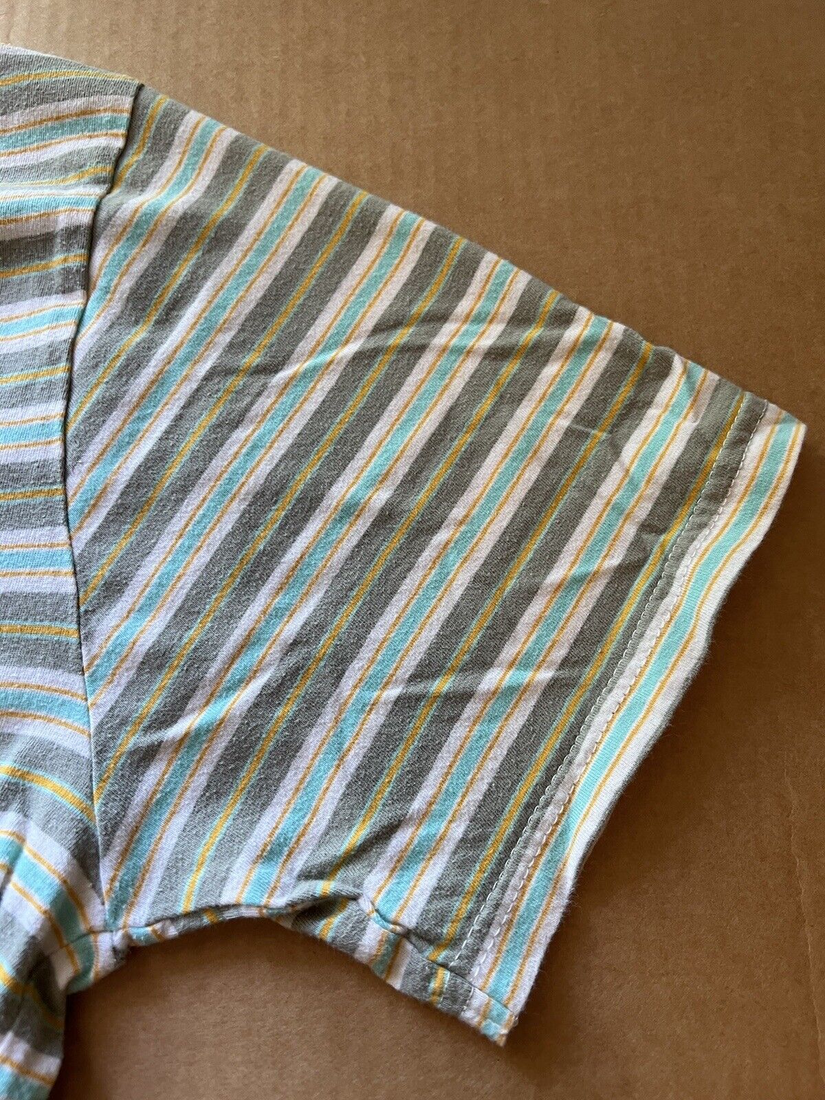 Lost Enterprises Mens T Shirt Short Sleeve Striped Surf Skate Teal Gray Sz Large - thriftgoblin