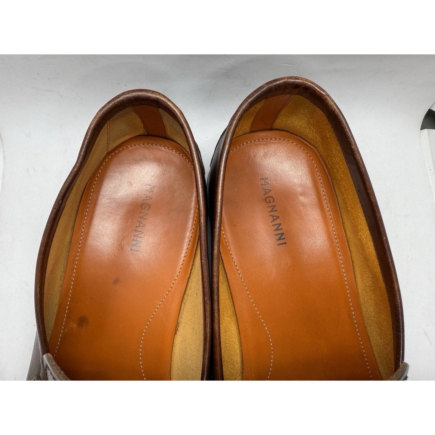 Magnanni Men’s Brown Leather Penny Loafers Slip On Dress Shoes Size 11 Portugal - thriftgoblin
