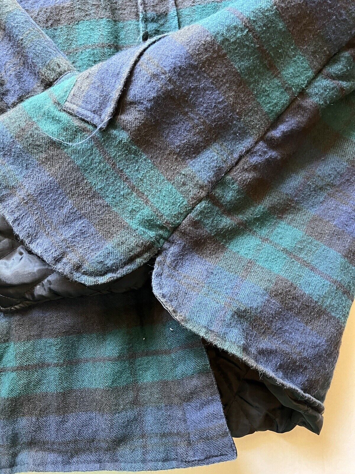 Monterey Sportswear Quilted Flannel Jacket Mens Large Blue Pockets Vintage - thriftgoblin