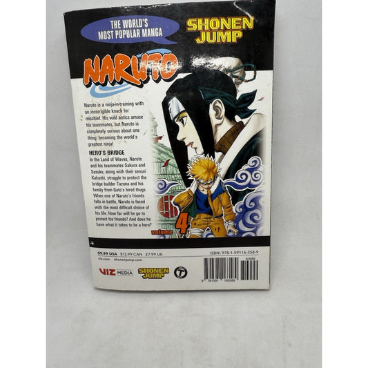 Naruto Vol. 4 by Masashi Kishimoto | Shonen Jump Viz Manga English Graphic Novel - thriftgoblin