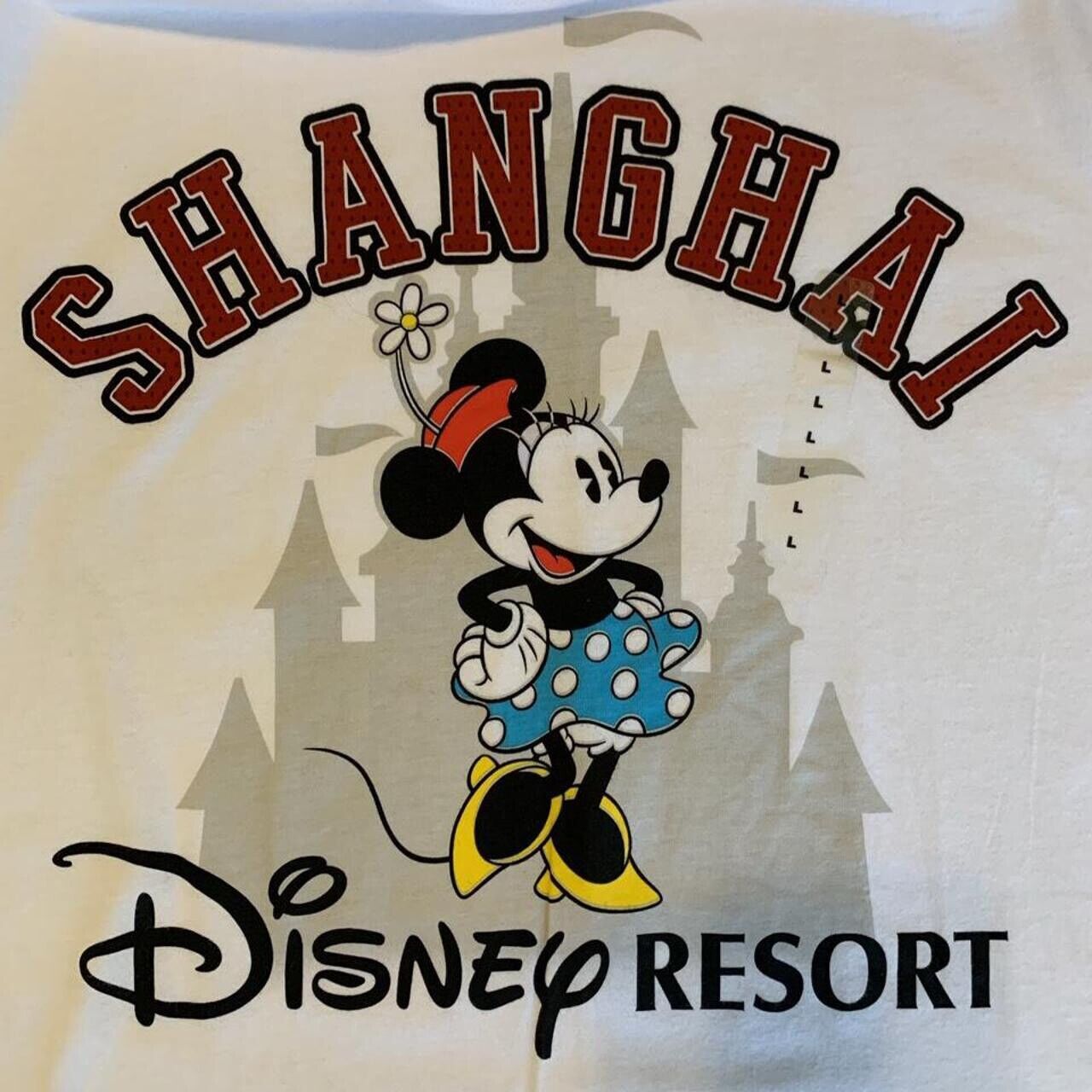 NEW Shanghai Disney Resort T-shirt Medium White Mickey Minnie Mouse Short Sleeve - thriftgoblin