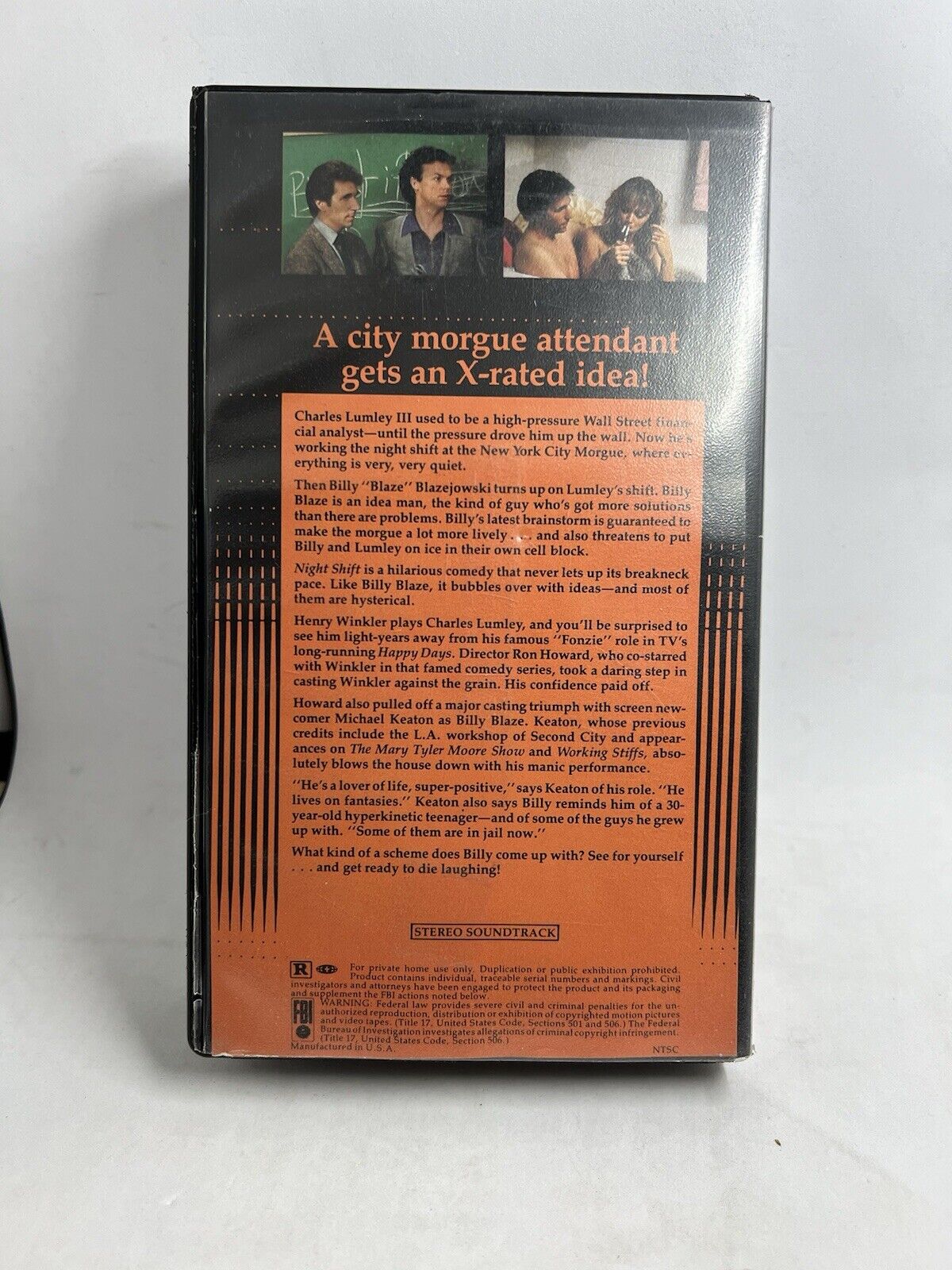 NIGHT SHIFT WARNER HOME VIDEO Clamshell VHS MICHAEL Keaton Tested Vintage Film - thriftgoblin