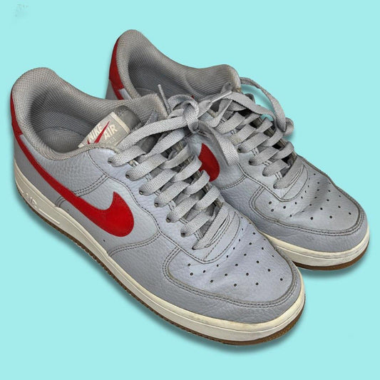 Nike Air Force 1 2007 grey/university red/white Sneaker Retro Shoe Mens US 7 - thriftgoblin