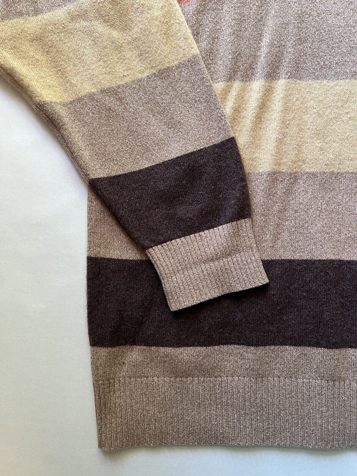 Northern Isles Cashmere Quarter Zip Tan Orange Cream Long Sleeve XL Super Soft - thriftgoblin