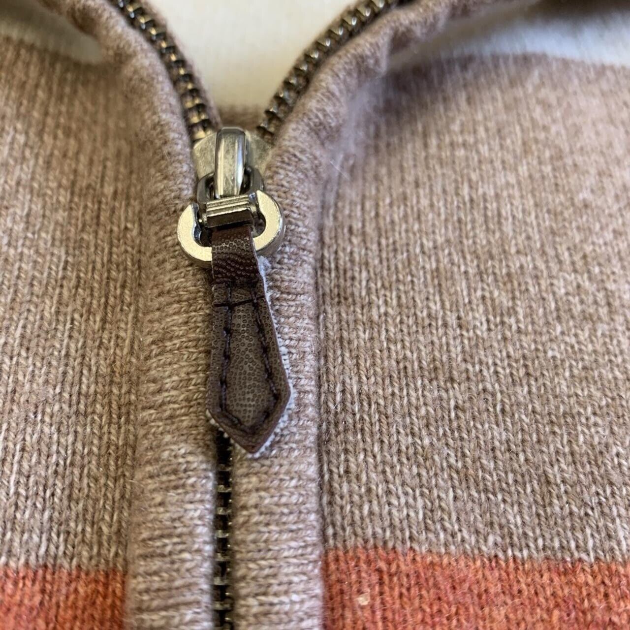 Northern Isles Cashmere Quarter Zip Tan Orange Cream Long Sleeve XL Super Soft - thriftgoblin