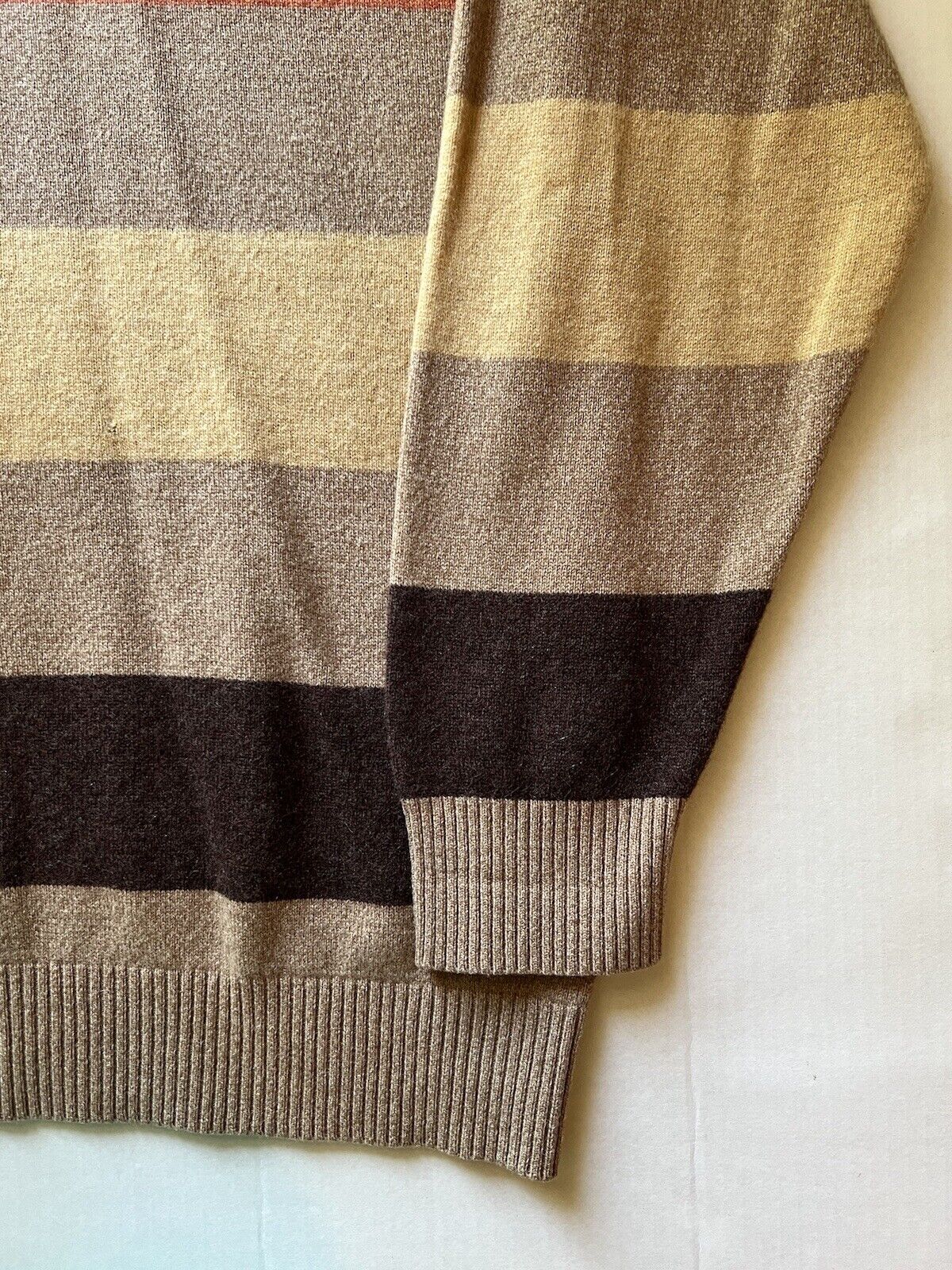 Northern Isles Cashmere Quarter Zip Tan Orange Cream Long Sleeve XL Super Soft - thriftgoblin