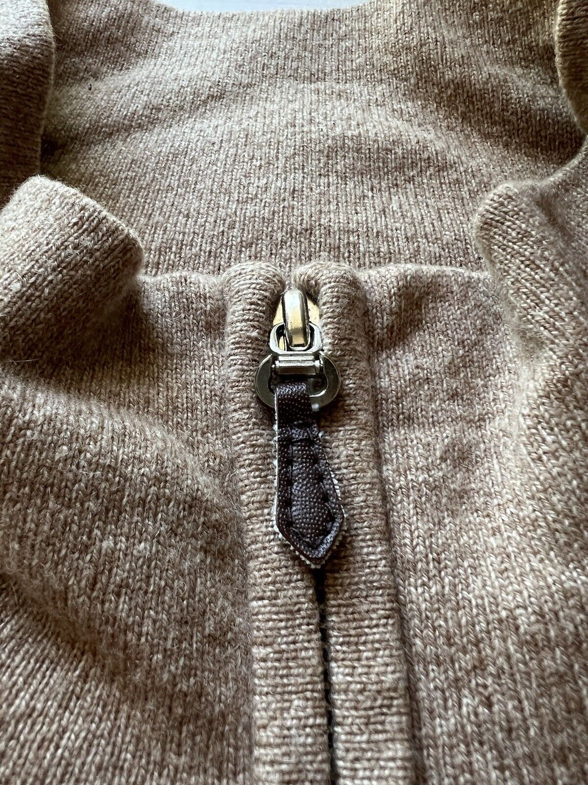 Northern Isles Cashmere Quarter Zip Tan Orange Cream Long Sleeve XL Super Soft - thriftgoblin