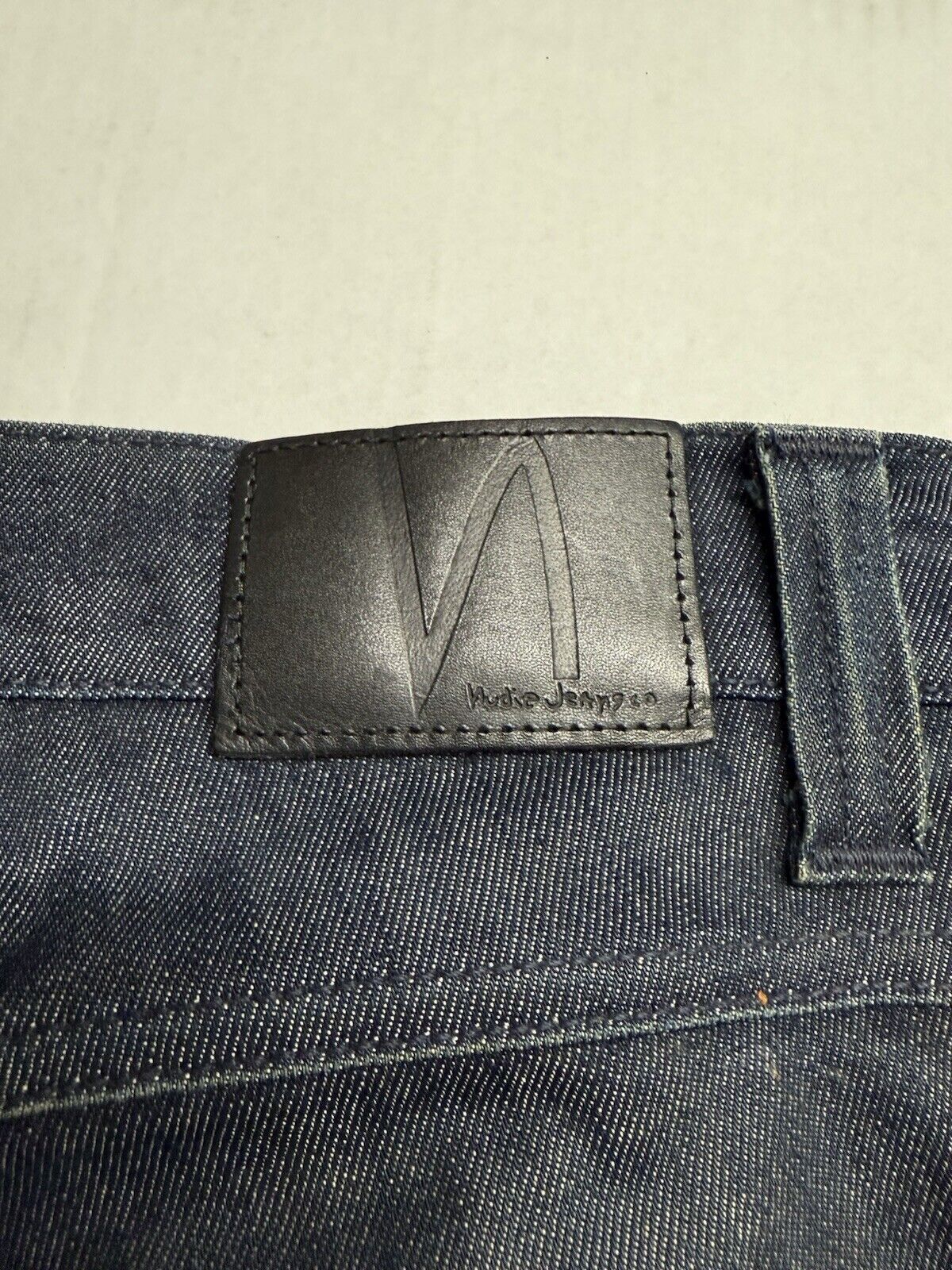 NUDIE Jeans GRIM TIM Men's Jeans W32 L34 Slim Fit Tapered Organic Dry Navy Dips - thriftgoblin