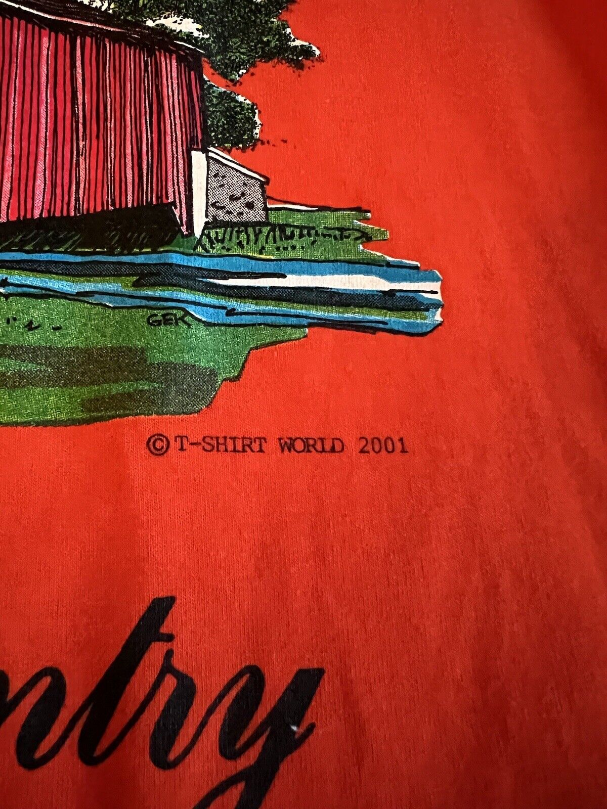 NWOT 2001 Pennsylvania Dutch Country Nature Wagon Graphic Shirt L Orange - thriftgoblin