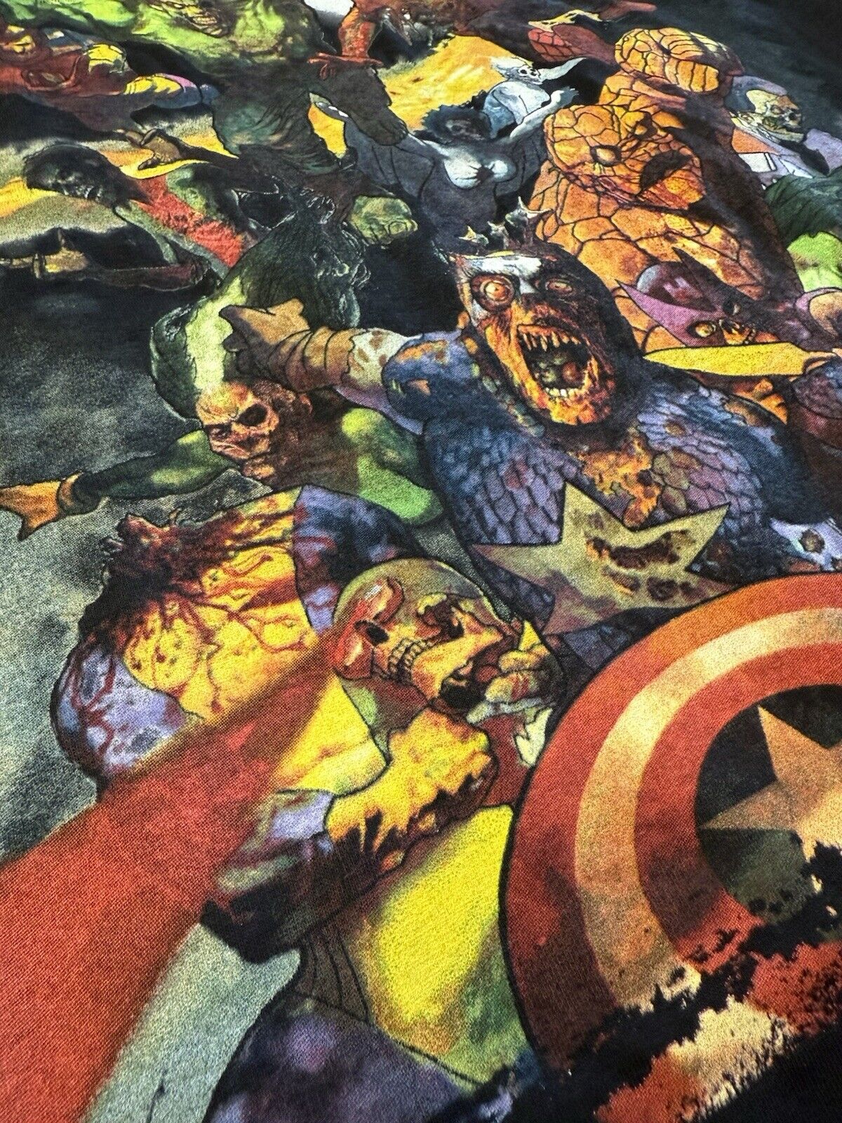 NWT 2007 MAD ENGINE Marvel Zombie Avengers Shirt MENS Zombie Superhero Crewneck - thriftgoblin