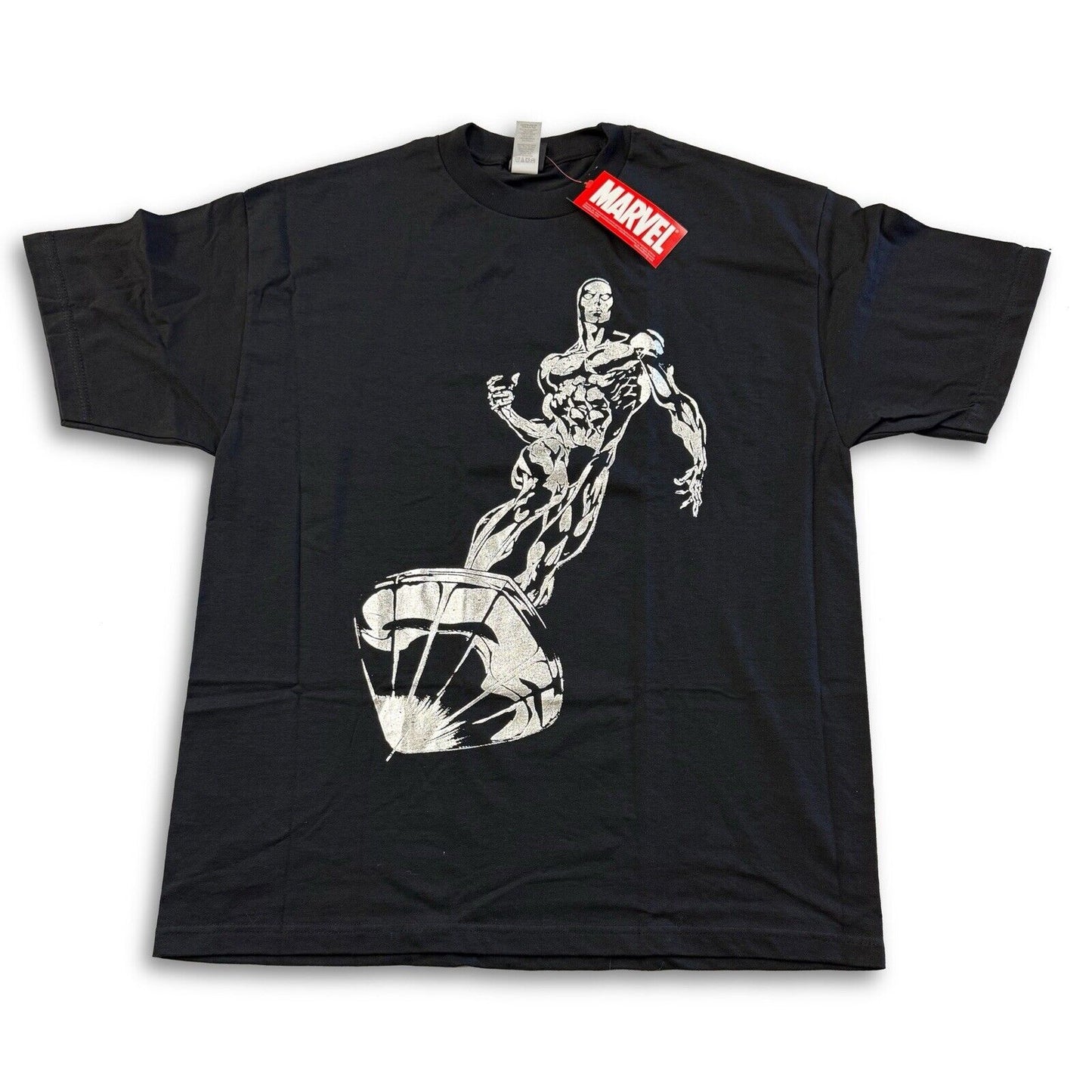 NWT Vintage Marvel Mad Engine Silver Surfer T Shirt Adult XLarge Black Men Metal - thriftgoblin