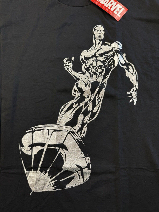 NWT Vintage Marvel Mad Engine Silver Surfer T Shirt Adult XLarge Black Men Metal - thriftgoblin