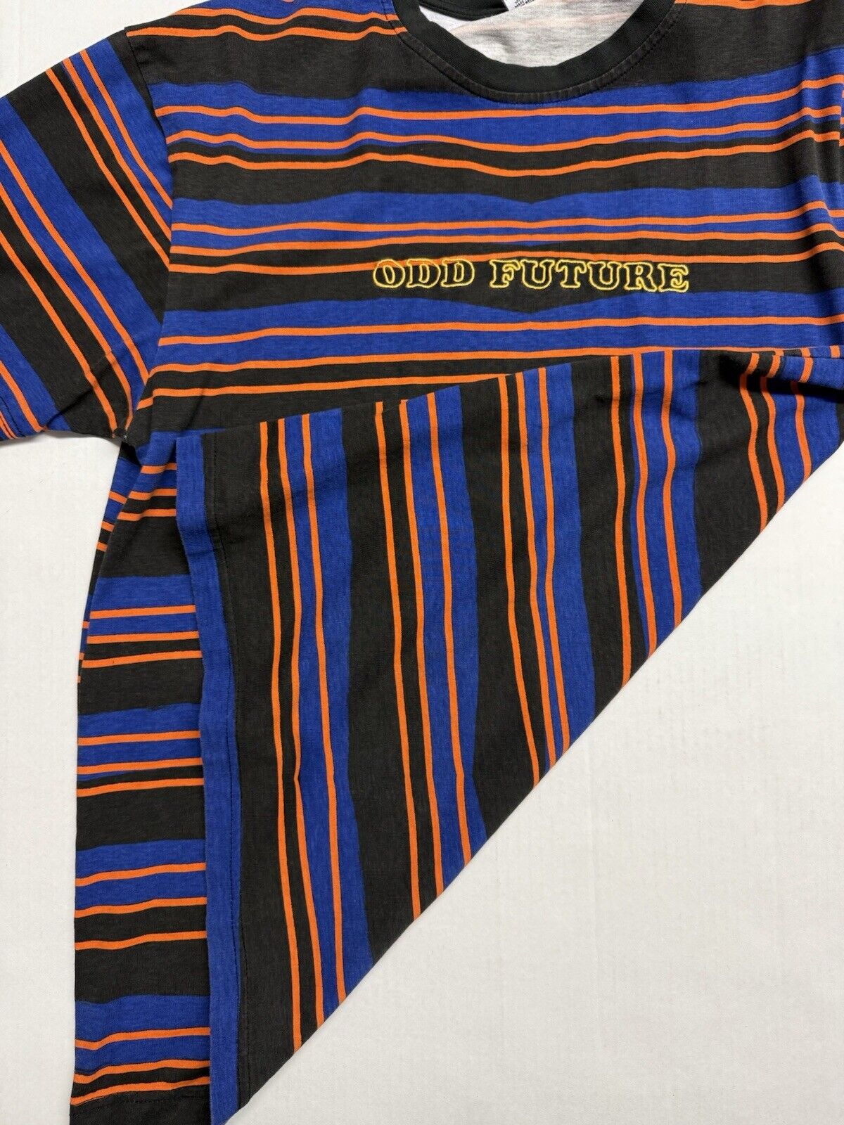 Odd Future OFWGKTA Hip - Hop Rap Music Embroidered Purple Black Striped L T-Shirt - thriftgoblin