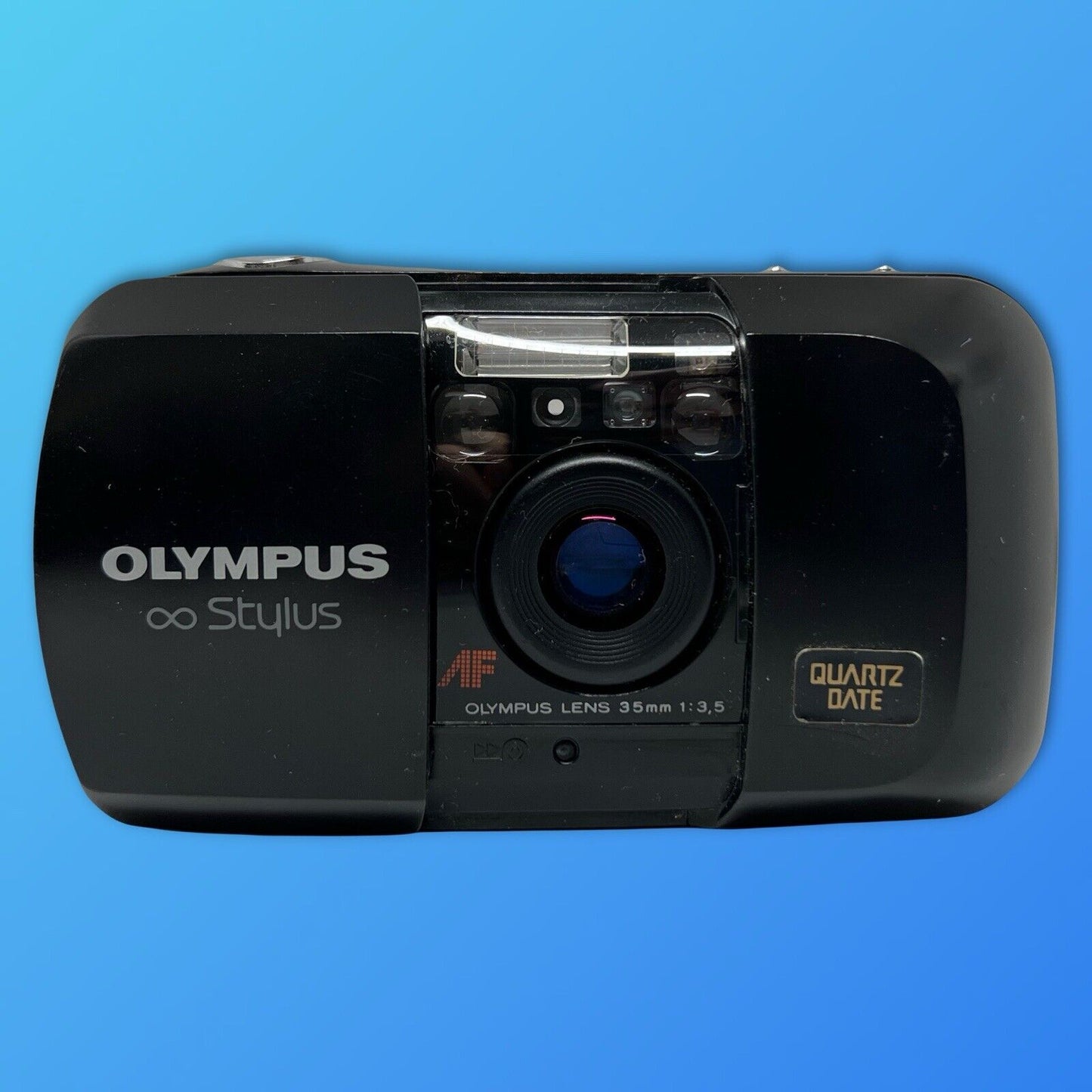 Olympus Infinity Stylus 35mm Point & Shoot Film Camera f/3.5 Lens Black EDC - thriftgoblin