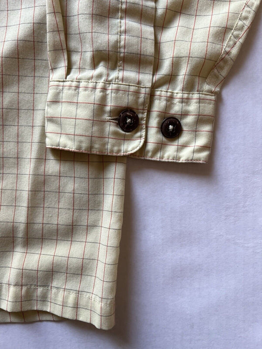 Patagonia Men's Wood Button Up Shirt Large Yellow Light Check Outdoors Hike Camp - thriftgoblin