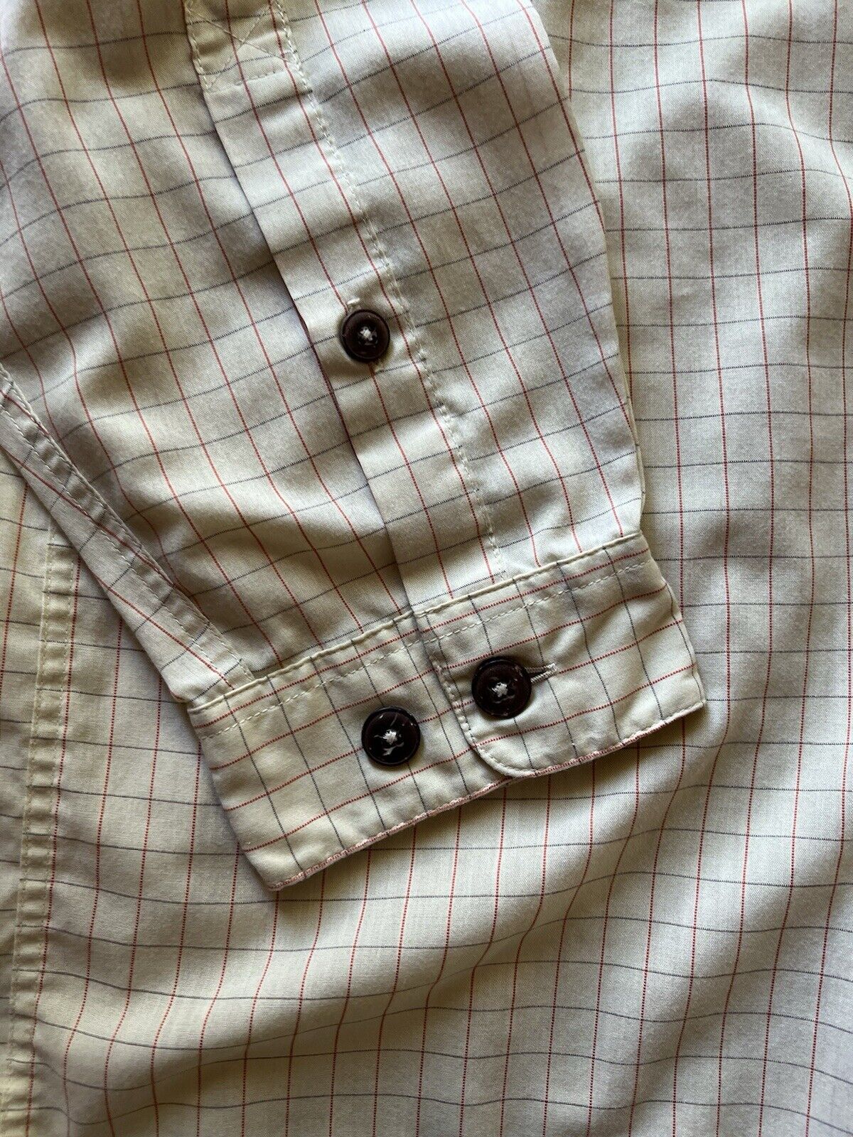 Patagonia Men's Wood Button Up Shirt Large Yellow Light Check Outdoors Hike Camp - thriftgoblin