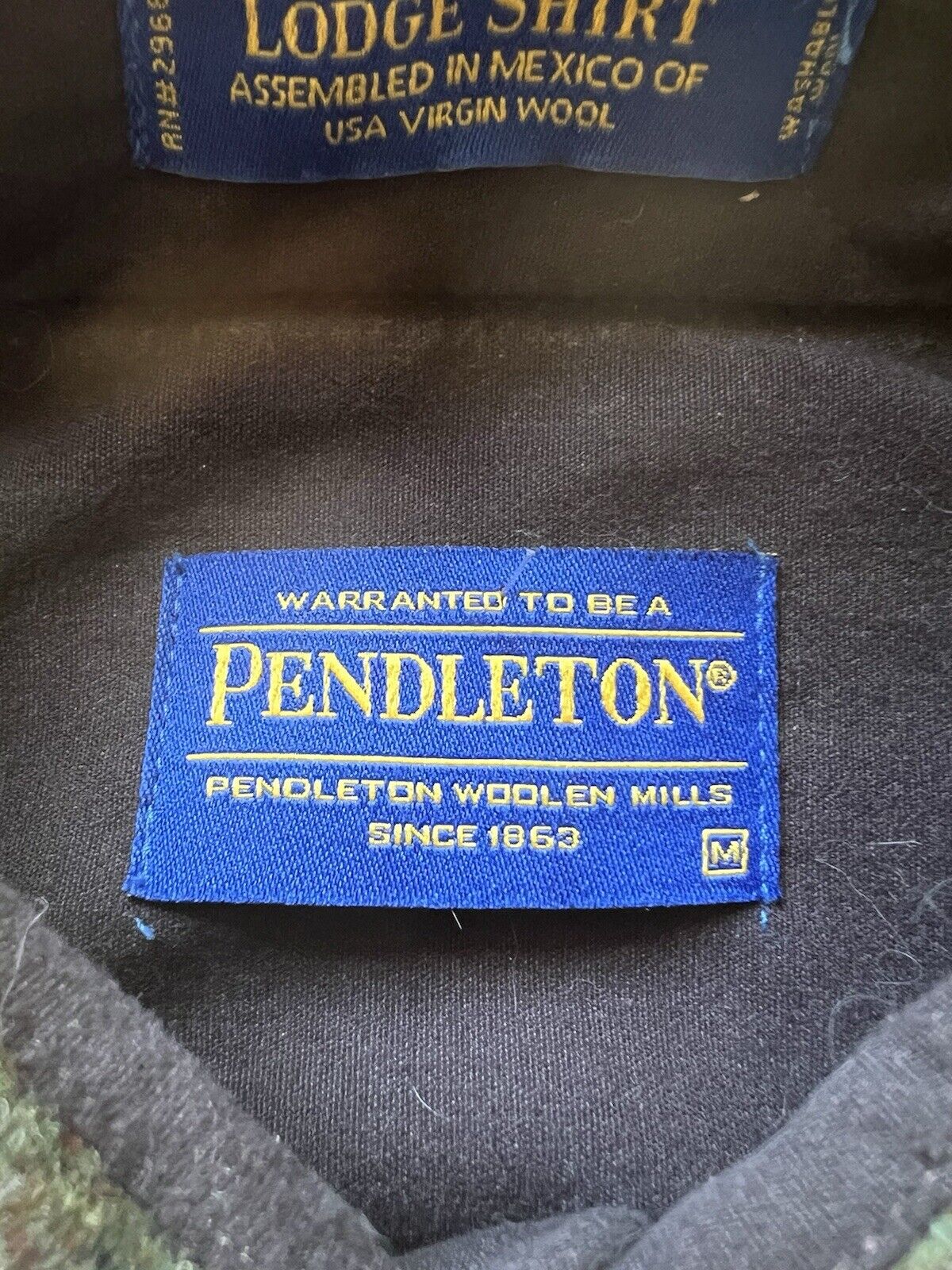Pendleton Lodge Shirt Solid Men’s Medium Washable Wool Mexico Green Forest Clean - thriftgoblin