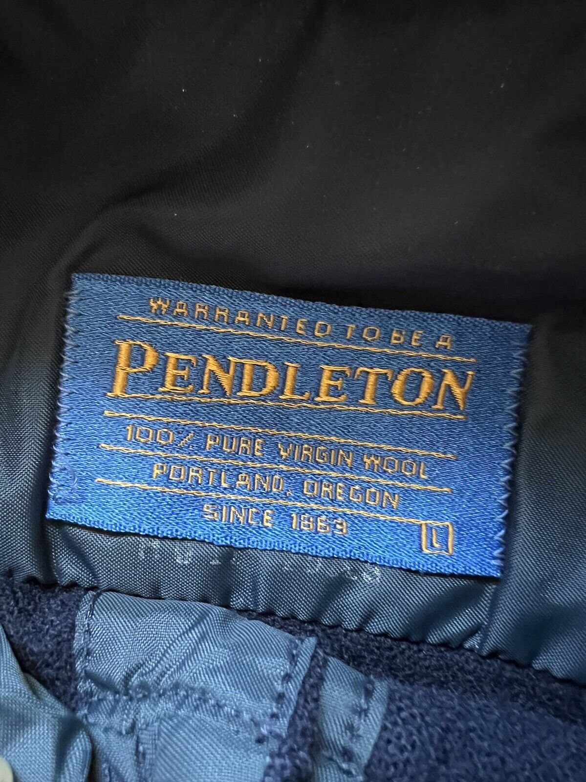 Pendleton Outdoorsman Longlseeve Button Up Shirt Blue Virgin Wool USA Flannel L - thriftgoblin