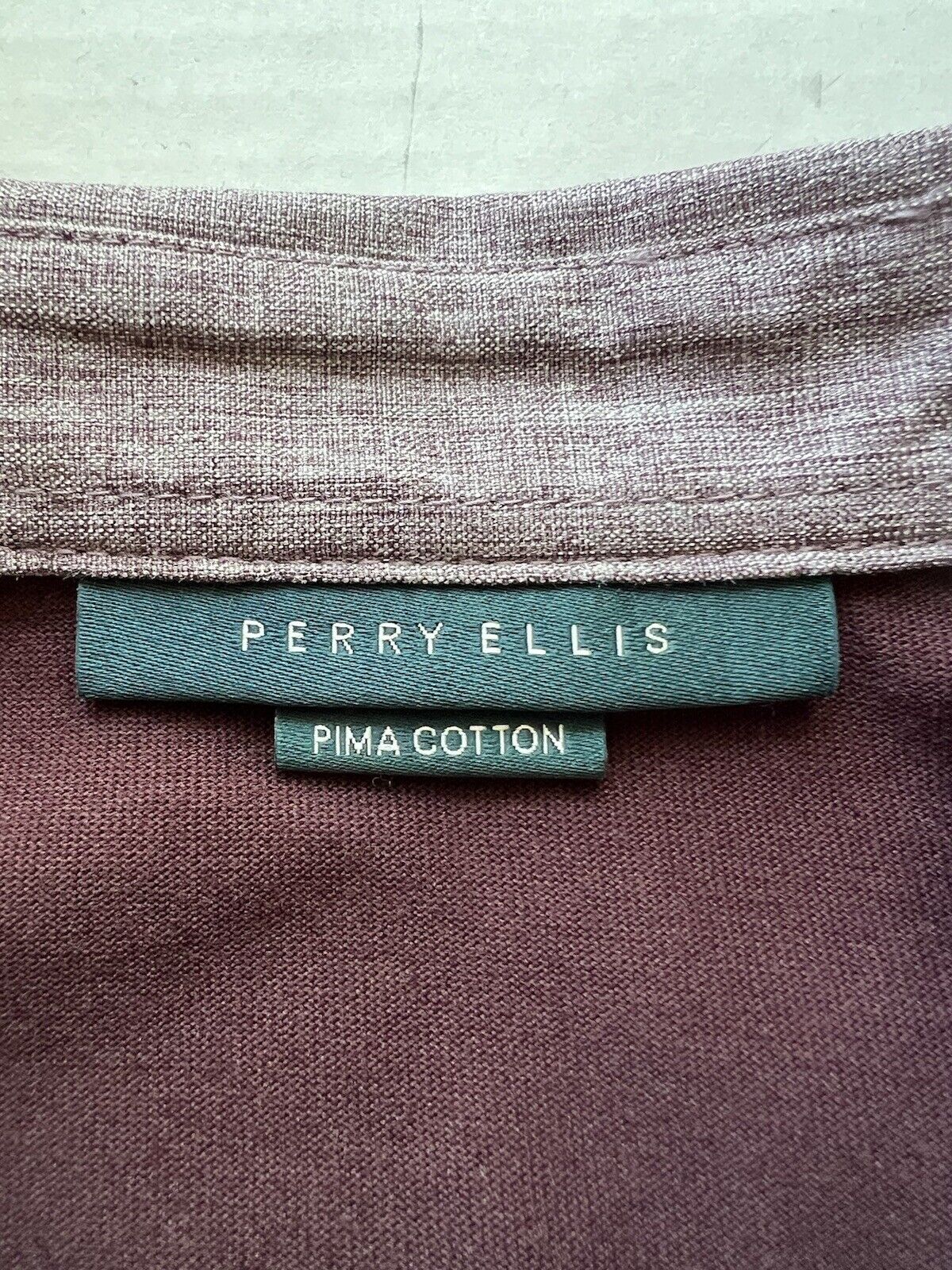 Perry Ellis Mens Hidden Buttons Burgundy Maroon Pima Cotton Polo Shirt Medium - thriftgoblin
