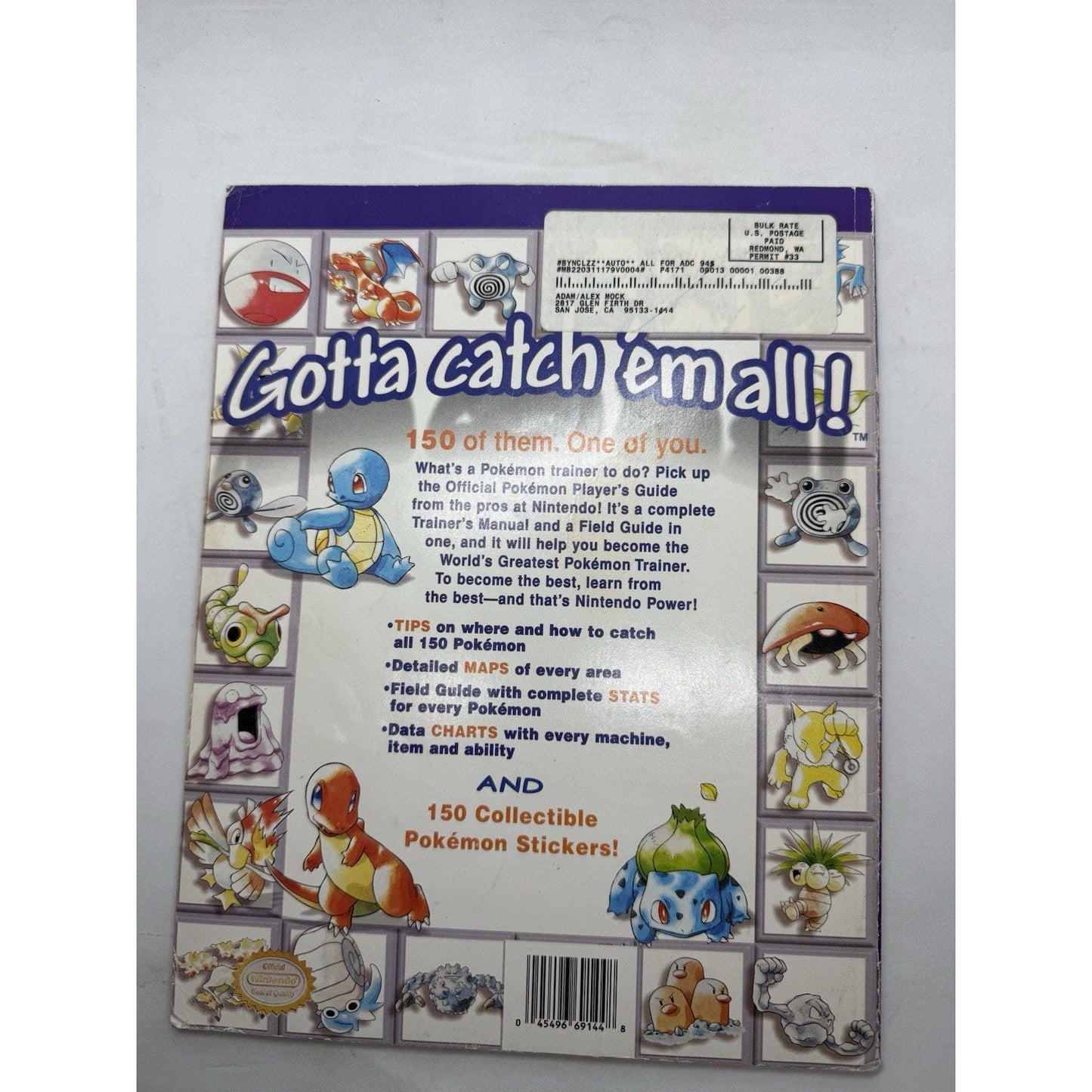 Pokemon Official Nintendo Player’s Guide w/ 150 Stickers 1999 Red Blue Yellow - thriftgoblin