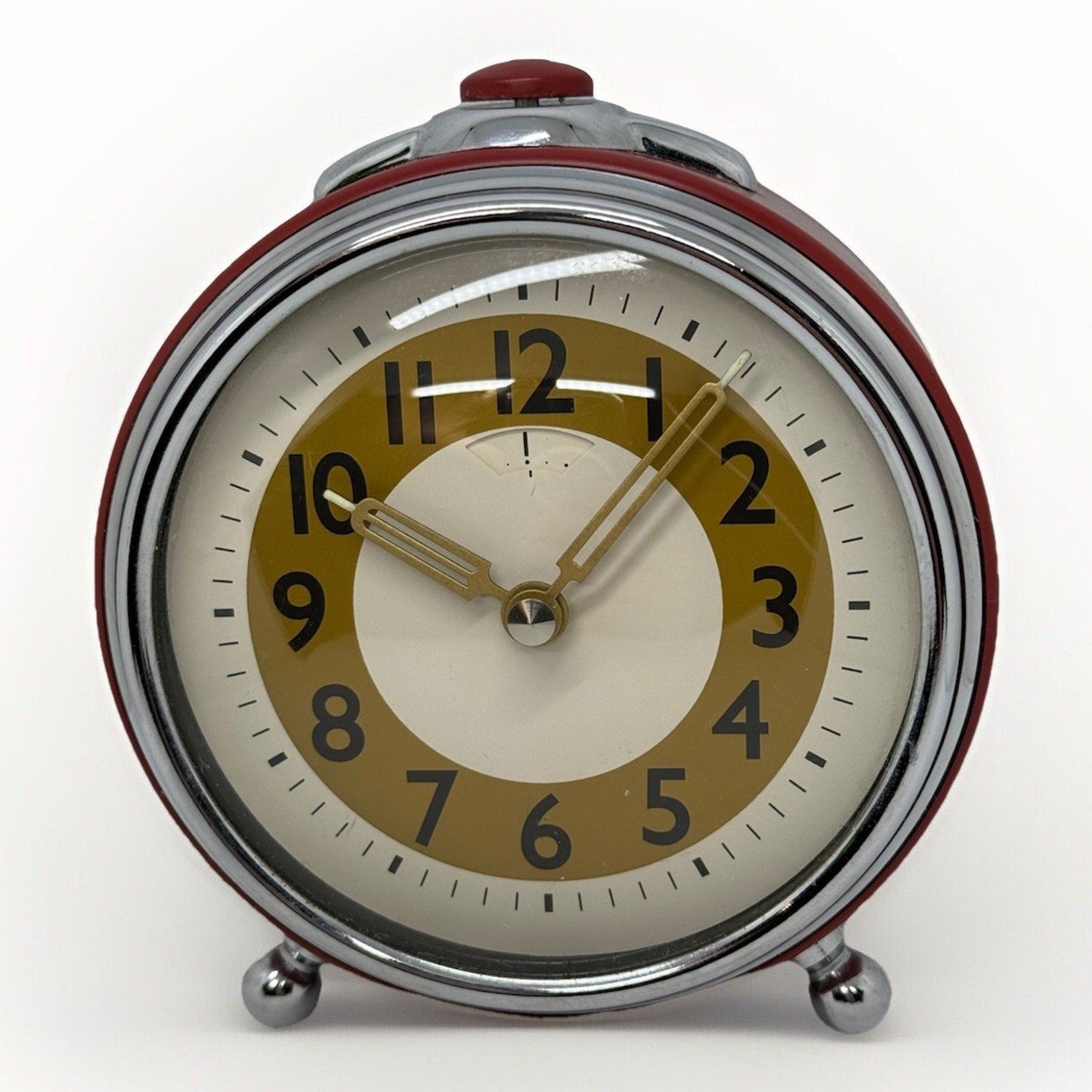 Pottery Barn Retro Alarm Clock Red Tested Vintage Aesthetic AA Heavy Quality - thriftgoblin