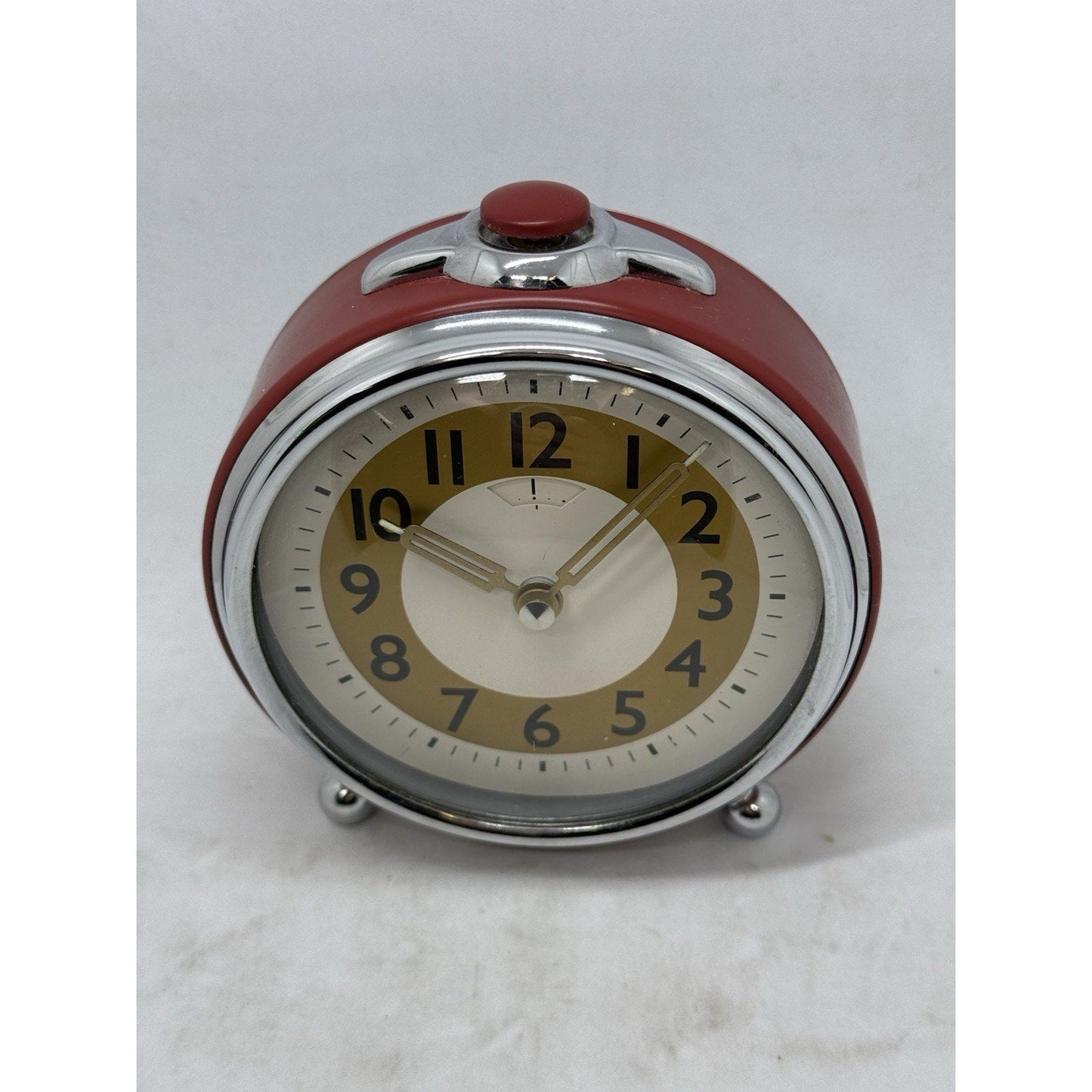 Pottery Barn Retro Alarm Clock Red Tested Vintage Aesthetic AA Heavy Quality - thriftgoblin