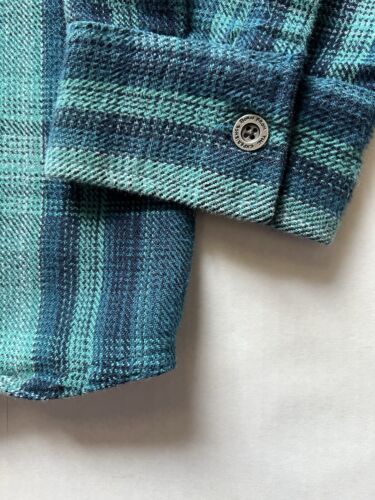 PrAna Men Shirt Large Green Blue Plaid Heavy Thick Cotton Flannel Fall Button Up - thriftgoblin