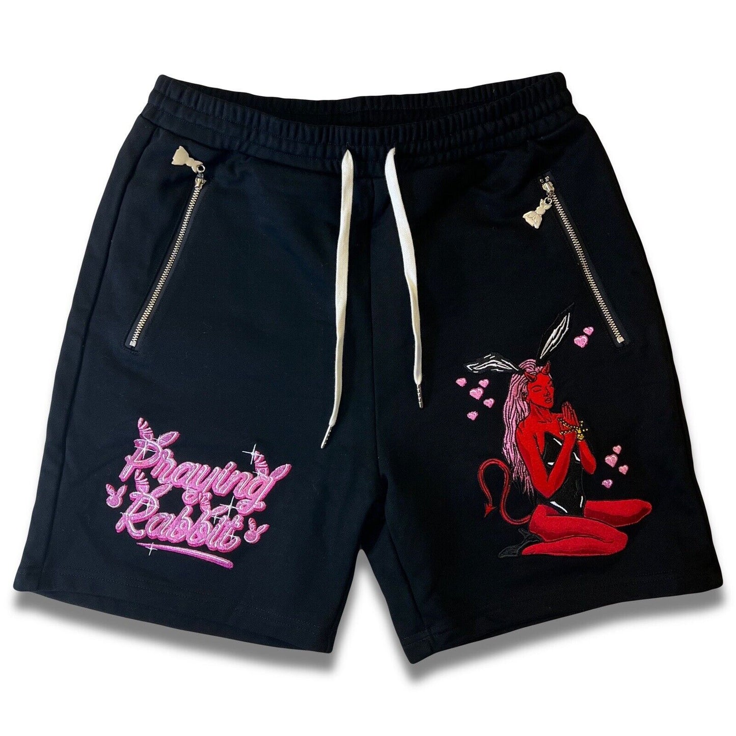 Praying Rabbit Hype Prayboy Bunny Waifu Sweat Shorts In Gentlemens Size S Black - thriftgoblin