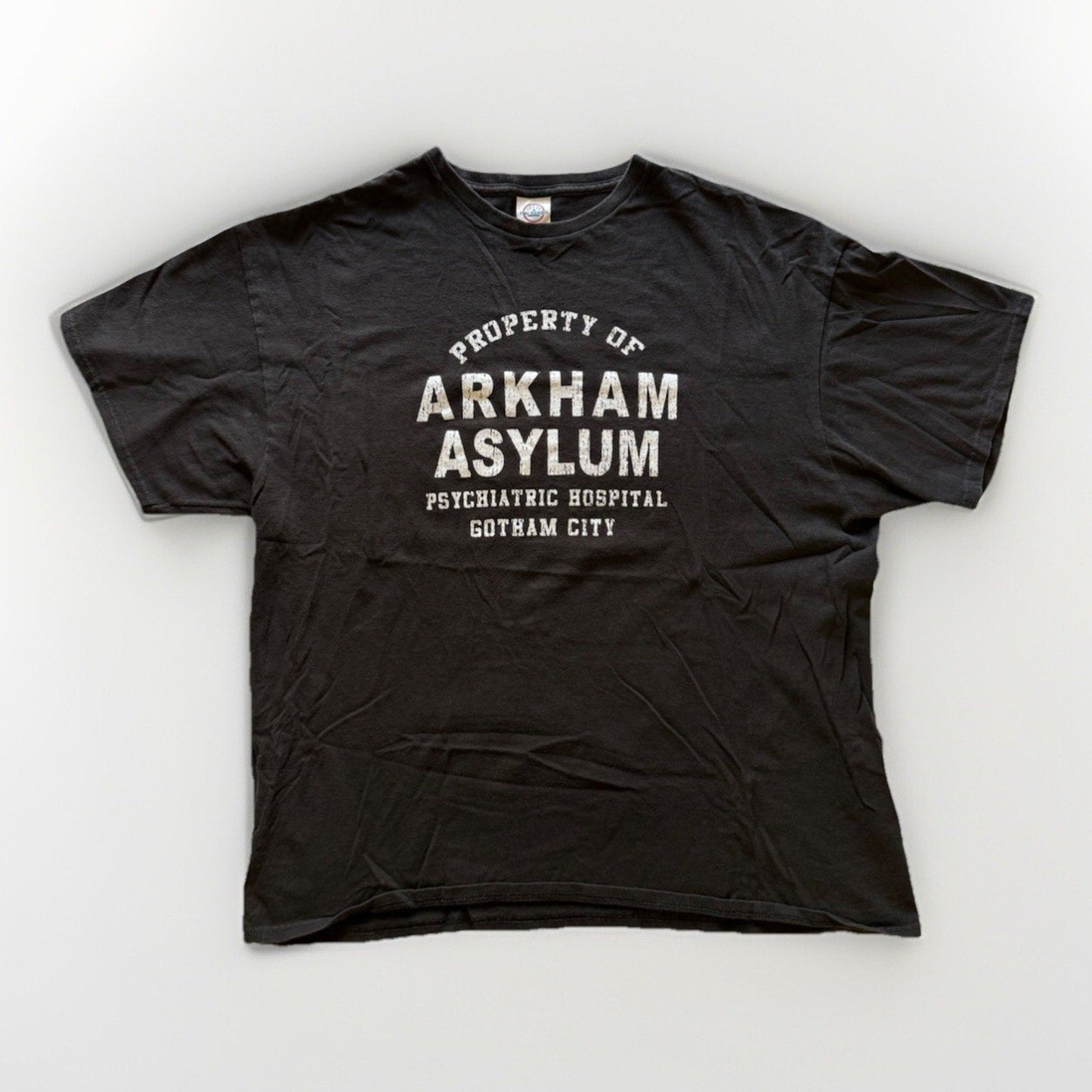 Property of Arkham Asylum Gotham City T-Shirt – XL Black Distressed Graphic Tee - thriftgoblin