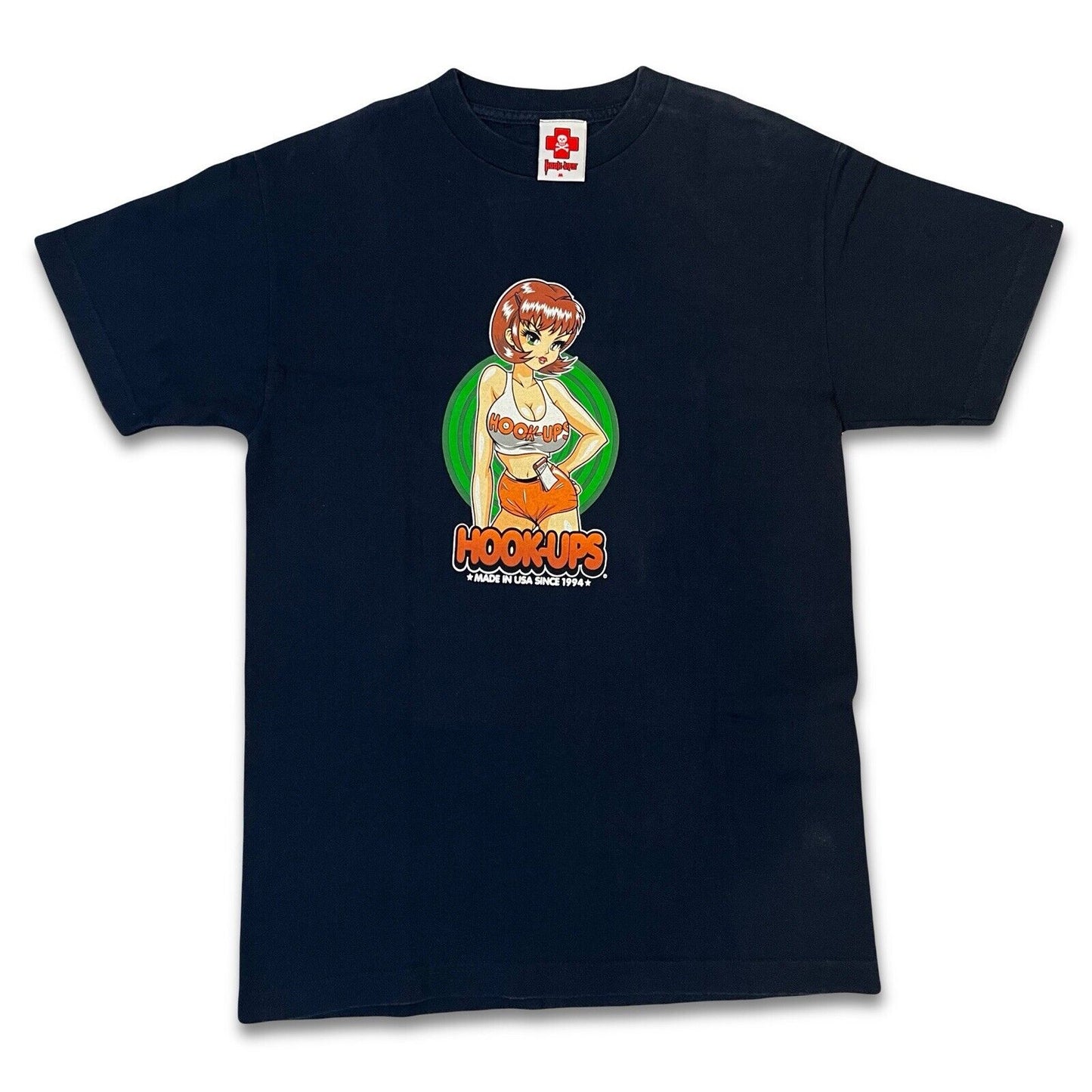 RARE Color 90 Hook - ups Skateboard T-shirt Mens Anime Miami Hooters SIZE M Blue - thriftgoblin