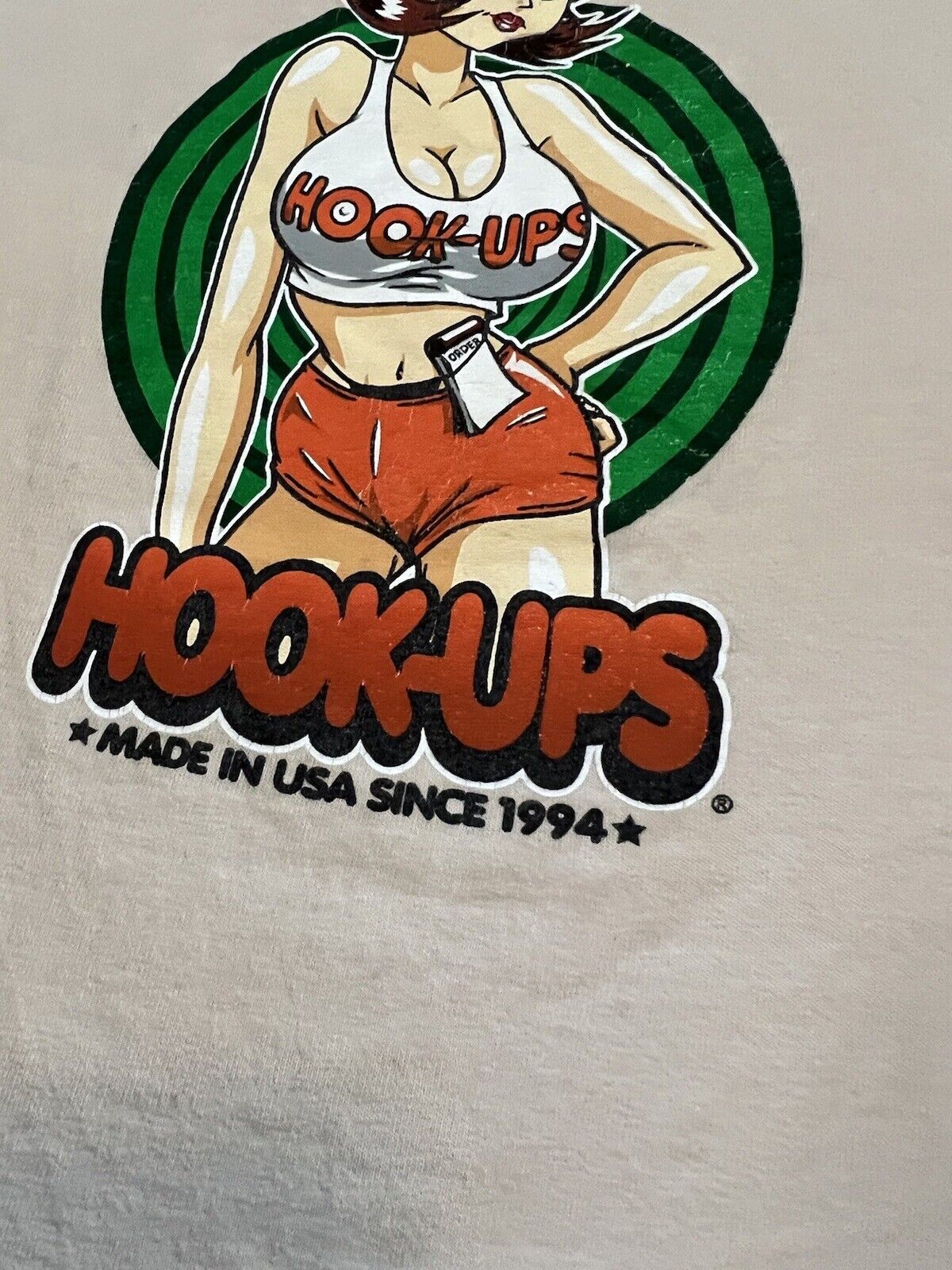 RARE Color 90 Hook - ups Skateboard T-shirt Mens Anime Miami Hooters SIZE S (Sand) - thriftgoblin