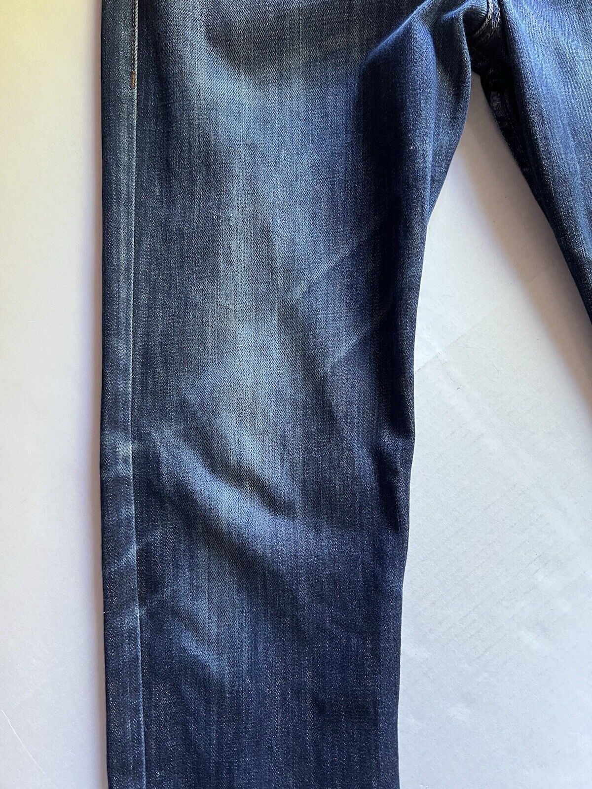 Rare Distressed Naked and Famous Weird Guy 13.5oz Indigo Denim Cotton 01x173 32 - thriftgoblin
