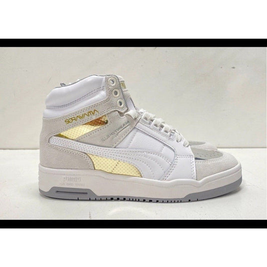 RARE Puma x Hajime Sorayama Slipstream Hi – US 4.5 / EU 36 – Chrome White Gold - thriftgoblin