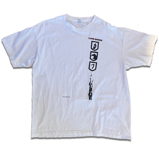 Rare Tomb Raider Square Enix White Lara Croft crew neck Shirt Size Extra large - thriftgoblin